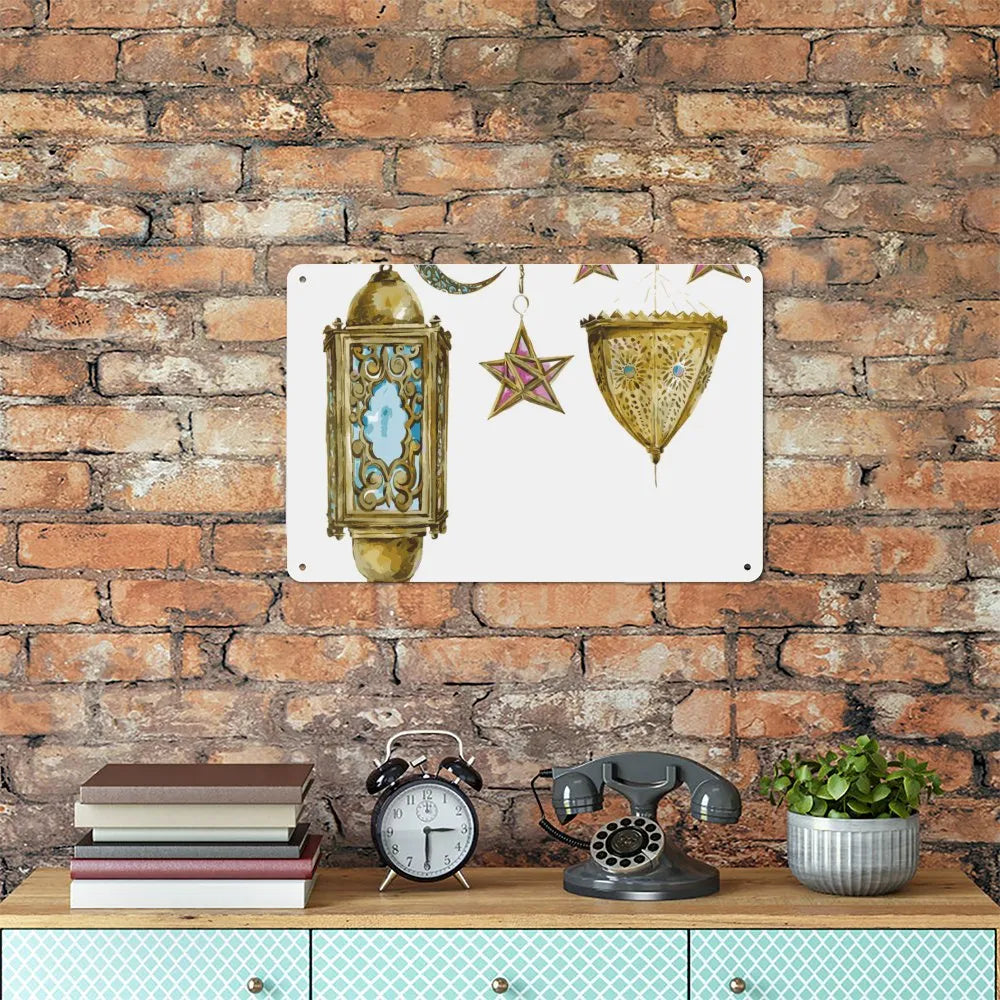 Watercolor Moon Stars Aluminum plaque painting