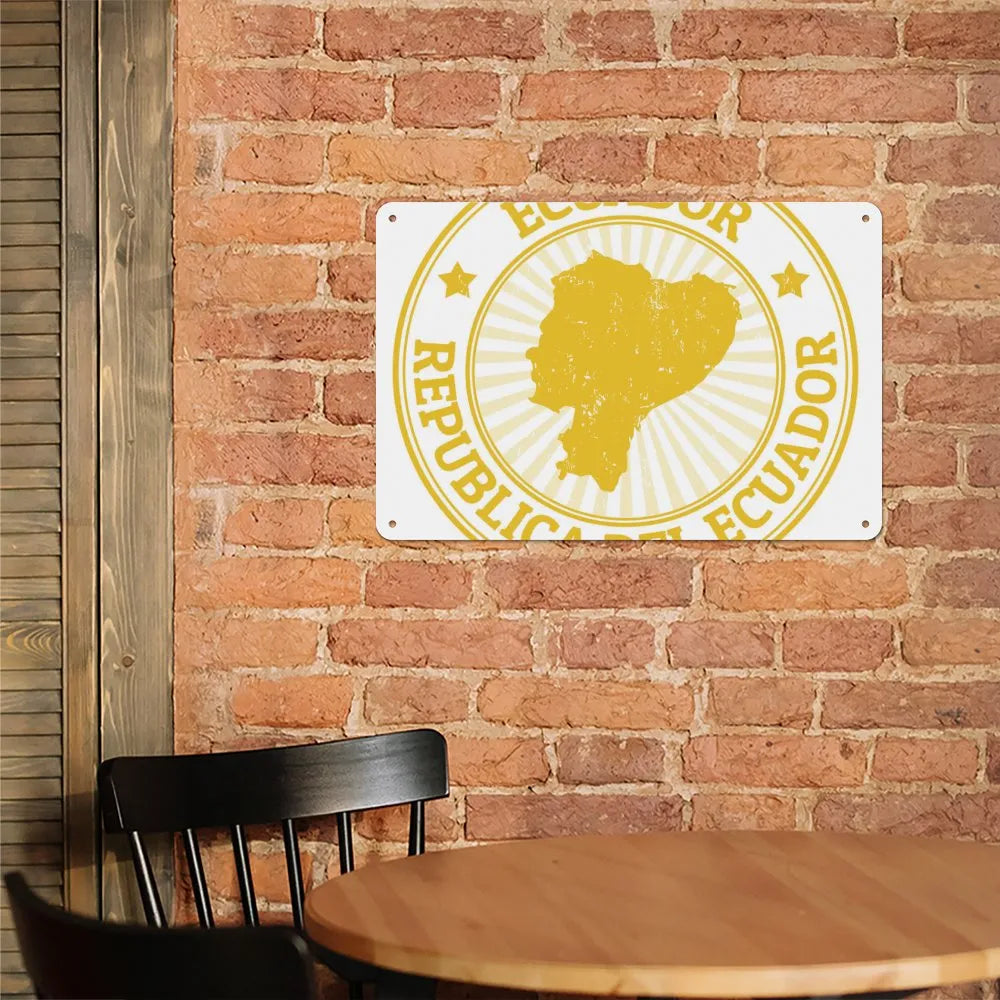Retro Republica Del Ecuador Aluminum plaque painting