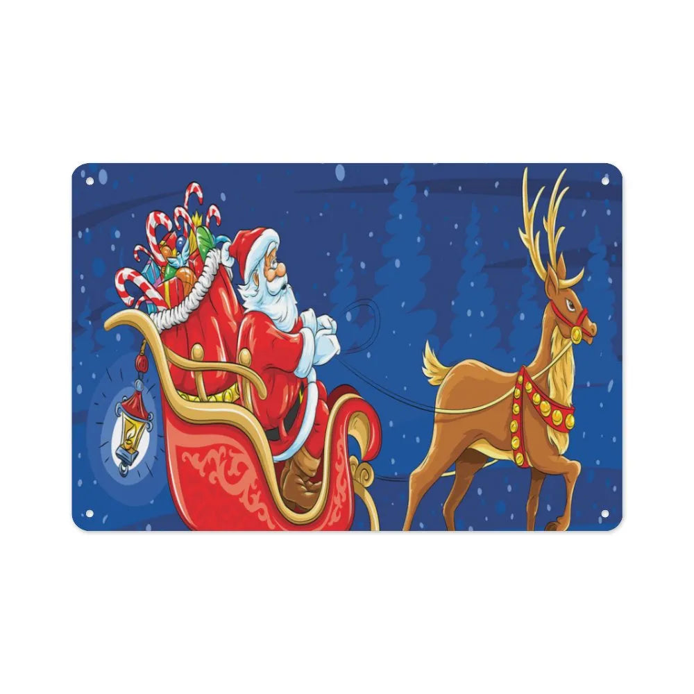 Moving on Sledge at Night Aluminum plaque painting