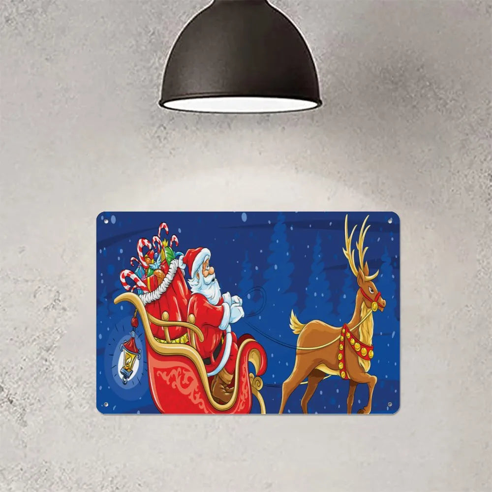 Moving on Sledge at Night Aluminum plaque painting