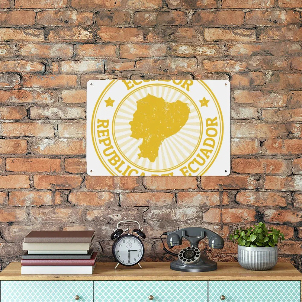 Retro Republica Del Ecuador Aluminum plaque painting