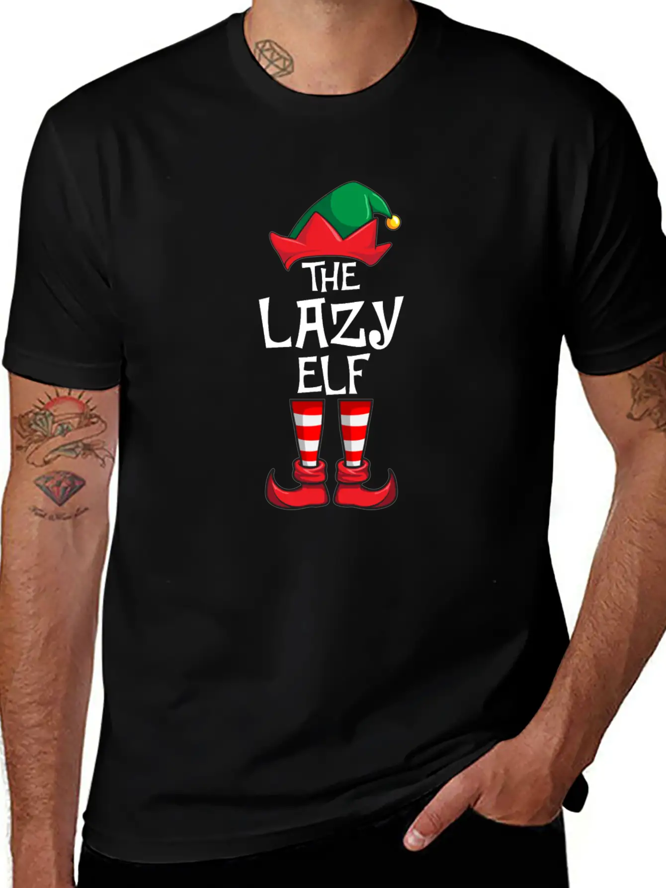 Lazy Elf Matching Family Christmas Unisex Casual T-Shirt – Clean Design For Daily Comfort
