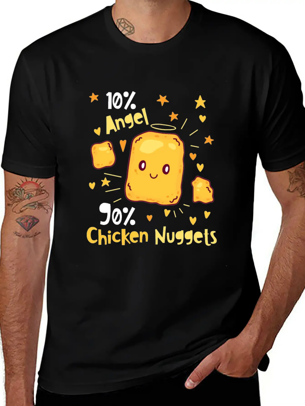 10% Angel 90% Chicken Nuggets Essential Unisex Summer Tee – Soft Cotton Casual Fit