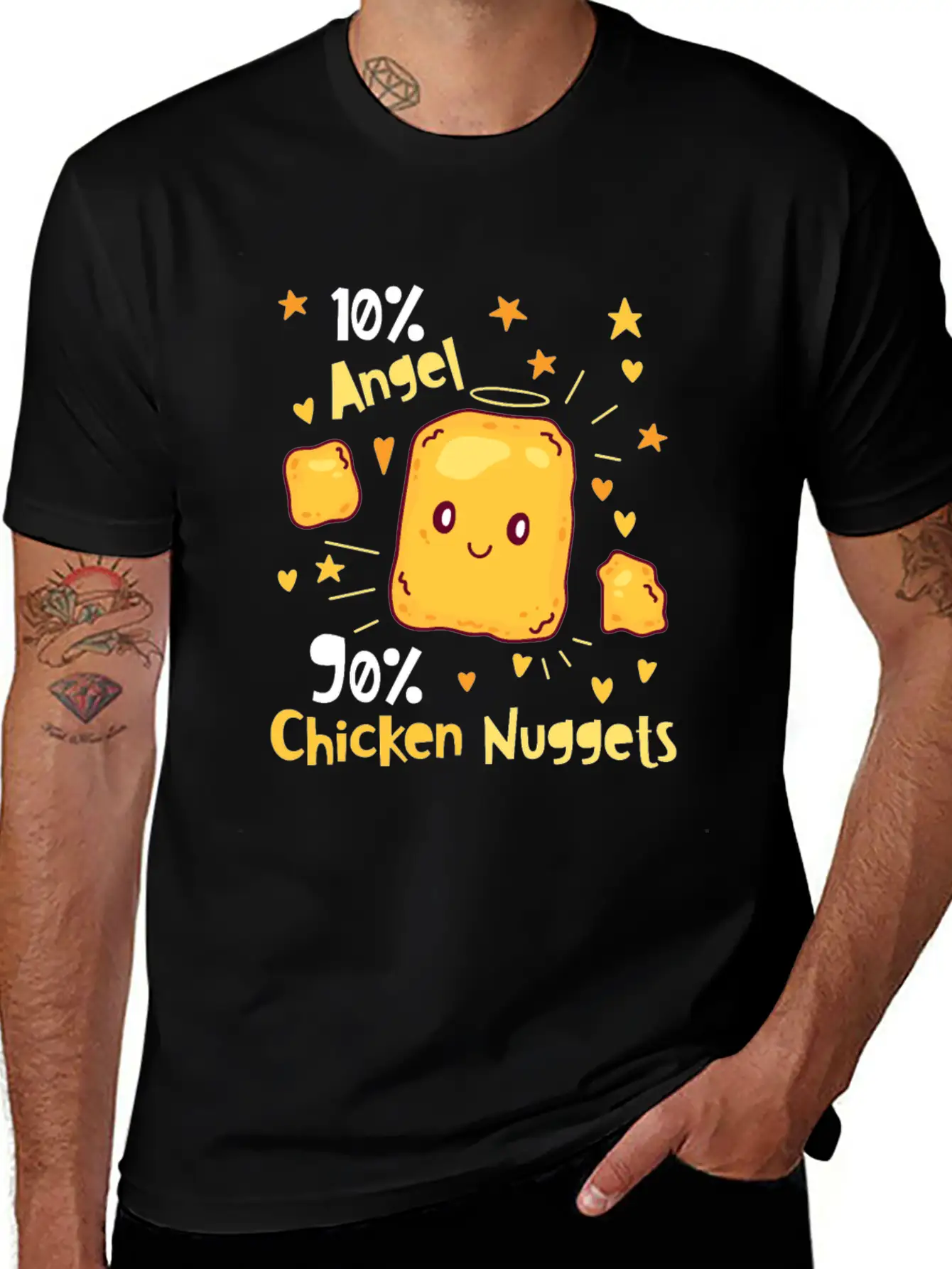 10% Angel 90% Chicken Nuggets Essential Unisex Summer Tee – Soft Cotton Casual Fit
