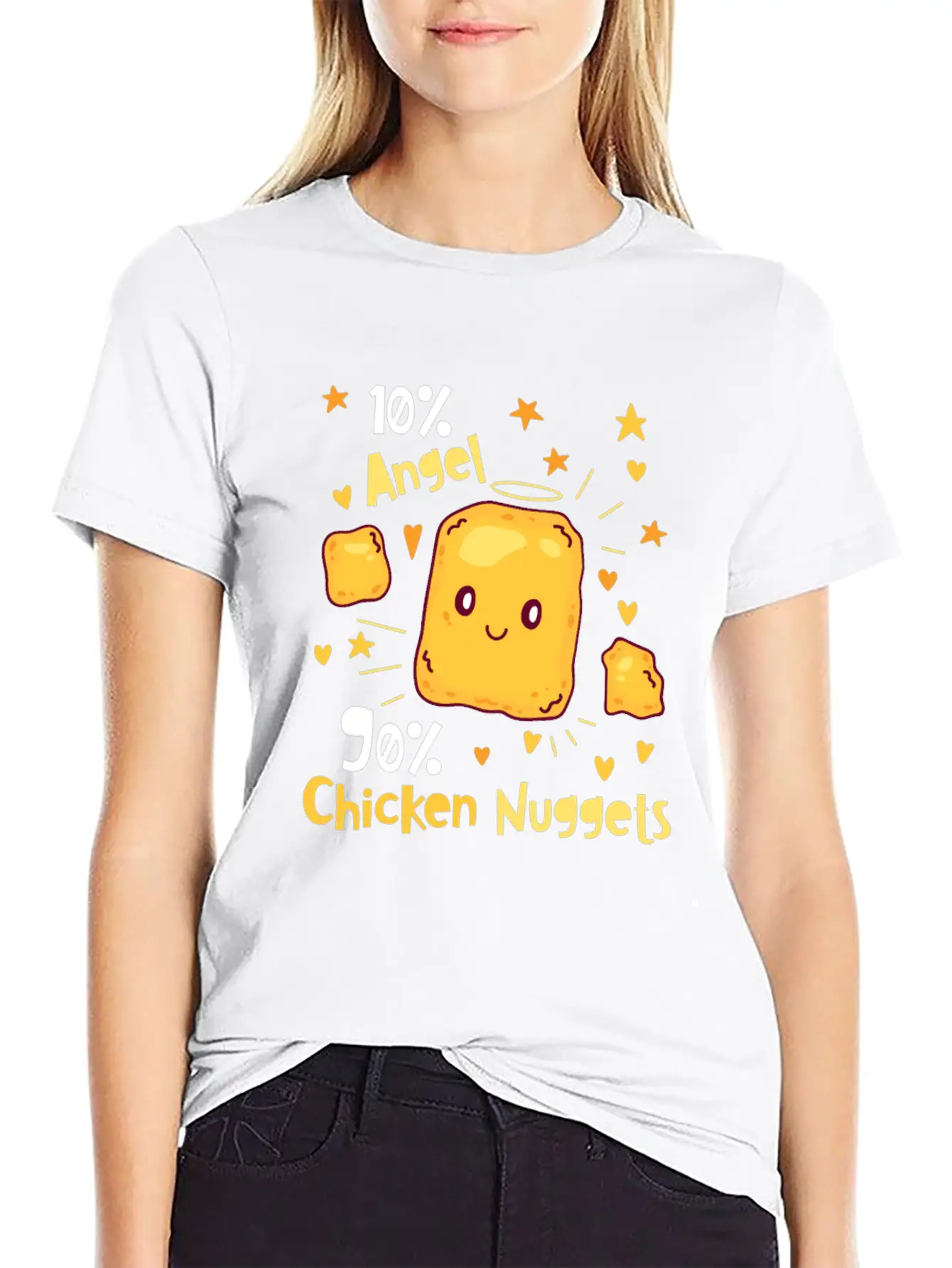 10% Angel 90% Chicken Nuggets Essential Unisex Summer Tee – Soft Cotton Casual Fit