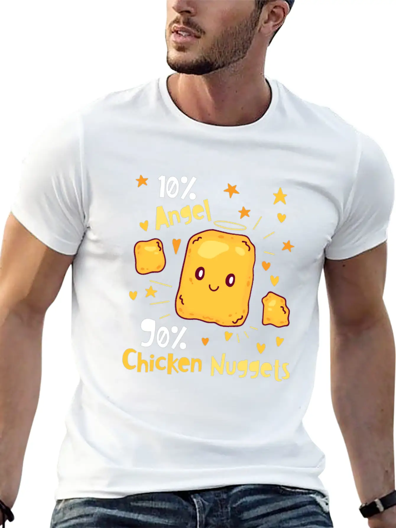 10% Angel 90% Chicken Nuggets Essential Unisex Summer Tee – Soft Cotton Casual Fit