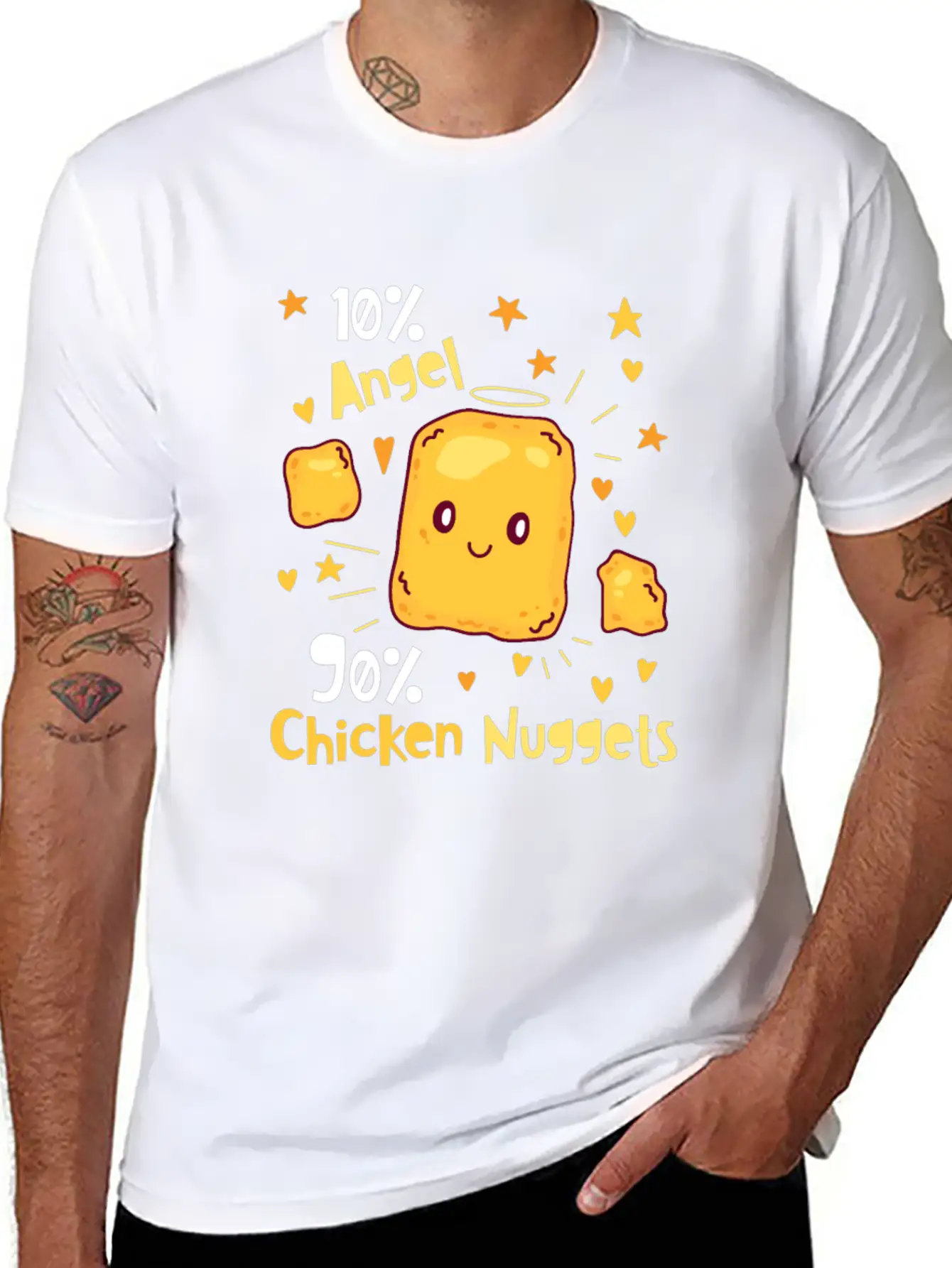 10% Angel 90% Chicken Nuggets Essential Unisex Summer Tee – Soft Cotton Casual Fit