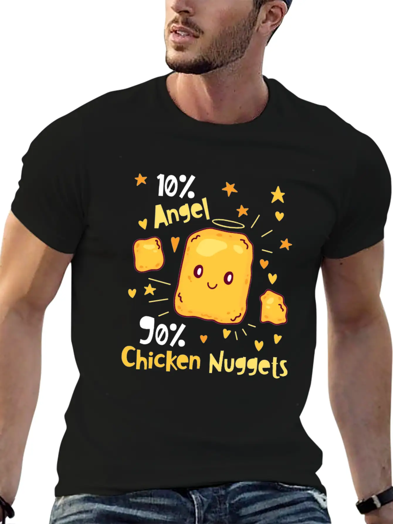 10% Angel 90% Chicken Nuggets Essential Unisex Summer Tee – Soft Cotton Casual Fit