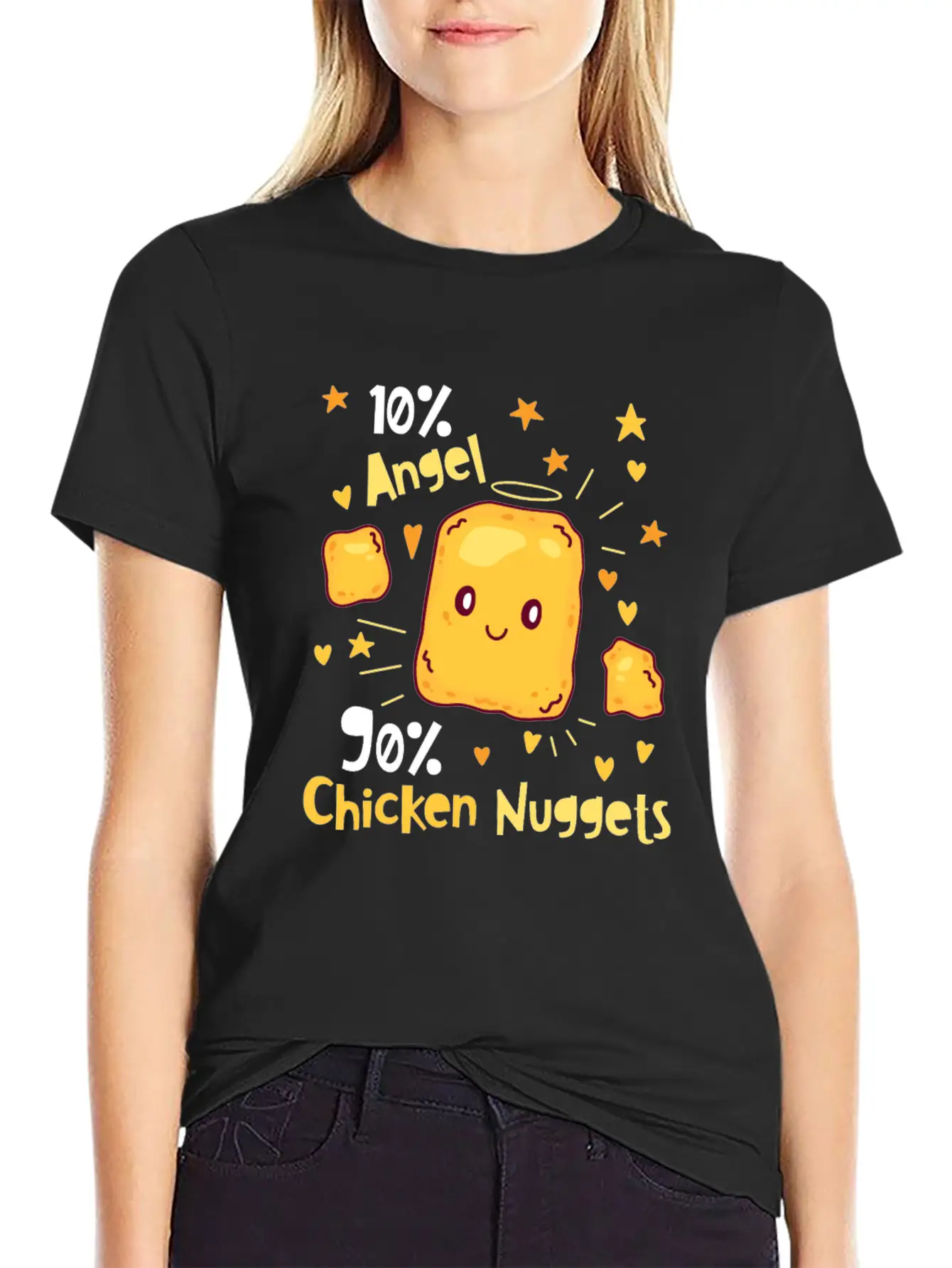10% Angel 90% Chicken Nuggets Essential Unisex Summer Tee – Soft Cotton Casual Fit