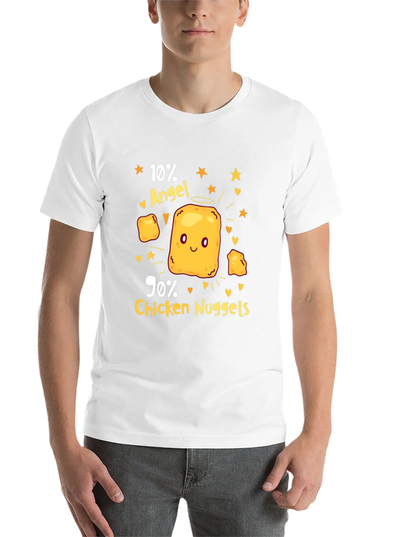 10% Angel 90% Chicken Nuggets Essential Unisex Summer Tee – Soft Cotton Casual Fit