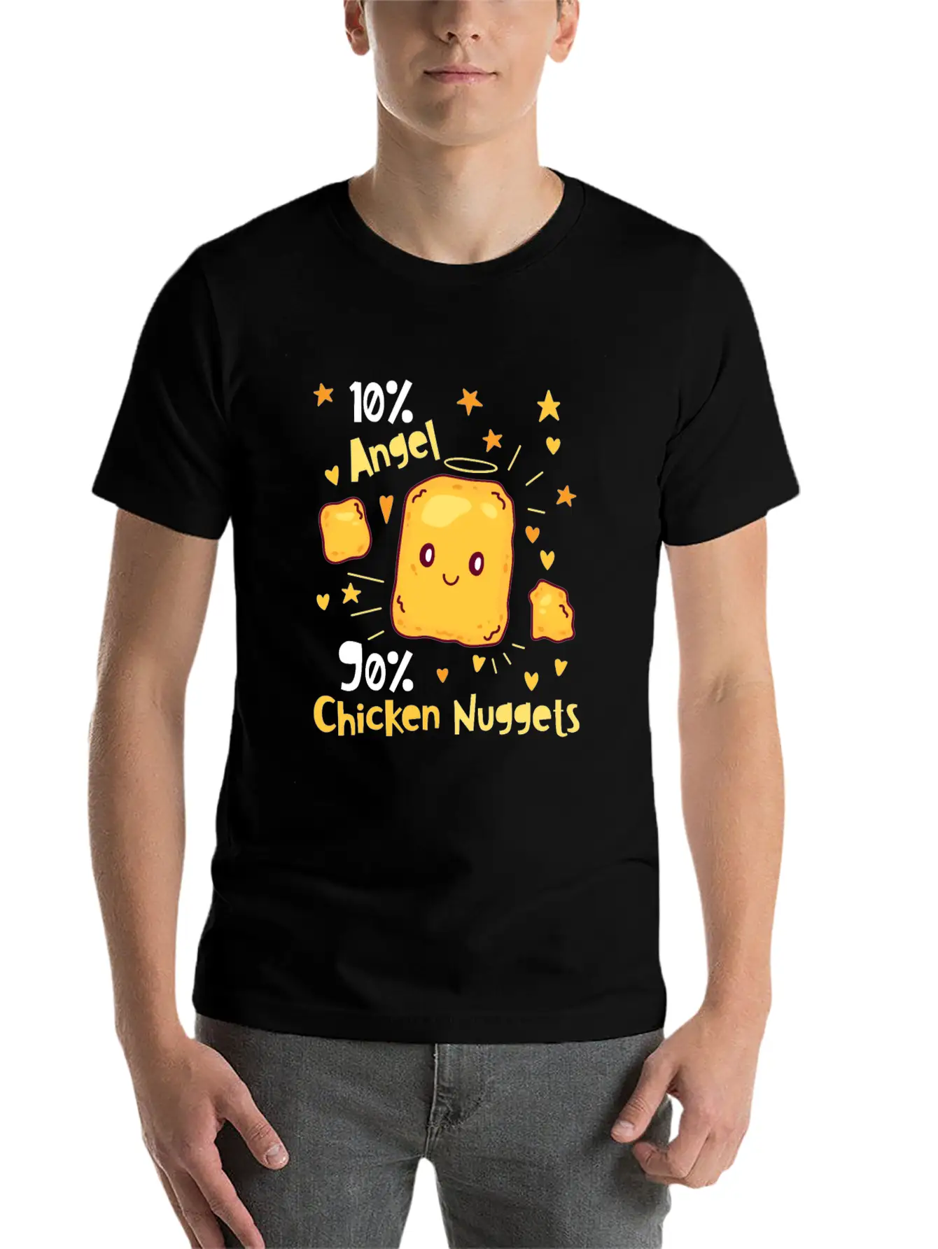 10% Angel 90% Chicken Nuggets Essential Unisex Summer Tee – Soft Cotton Casual Fit