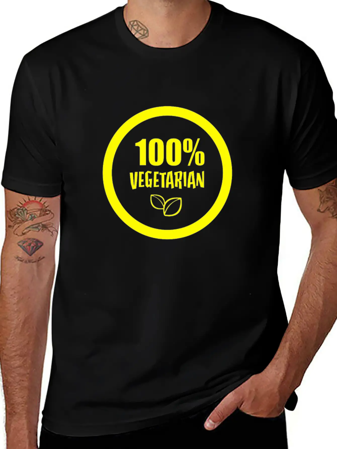 100 Vegetarian Funny Tshirt Unisex Short Sleeve Soft Cotton T-Shirt – Casual Everyday Wear