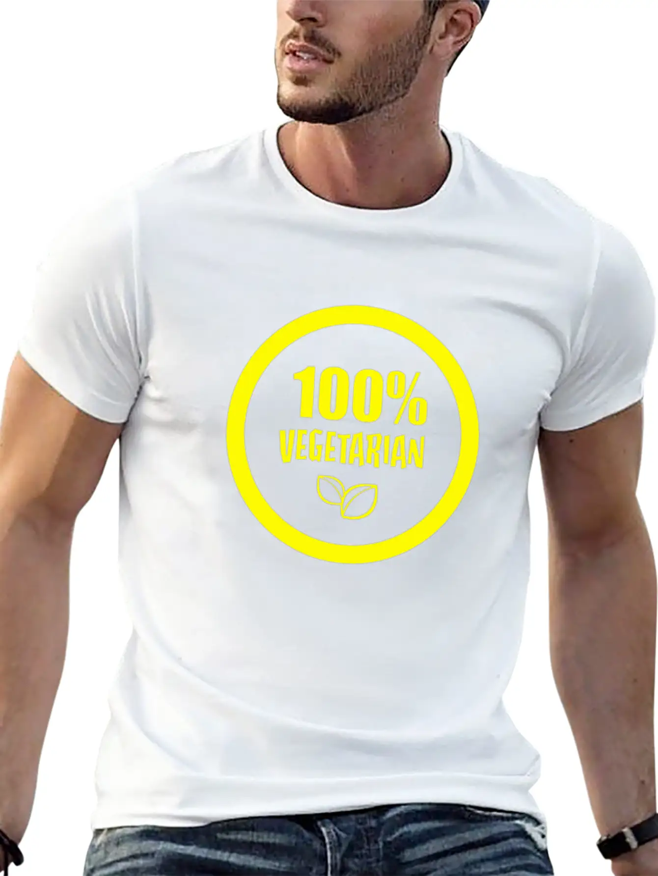 100 Vegetarian Funny Tshirt Unisex Short Sleeve Soft Cotton T-Shirt – Casual Everyday Wear