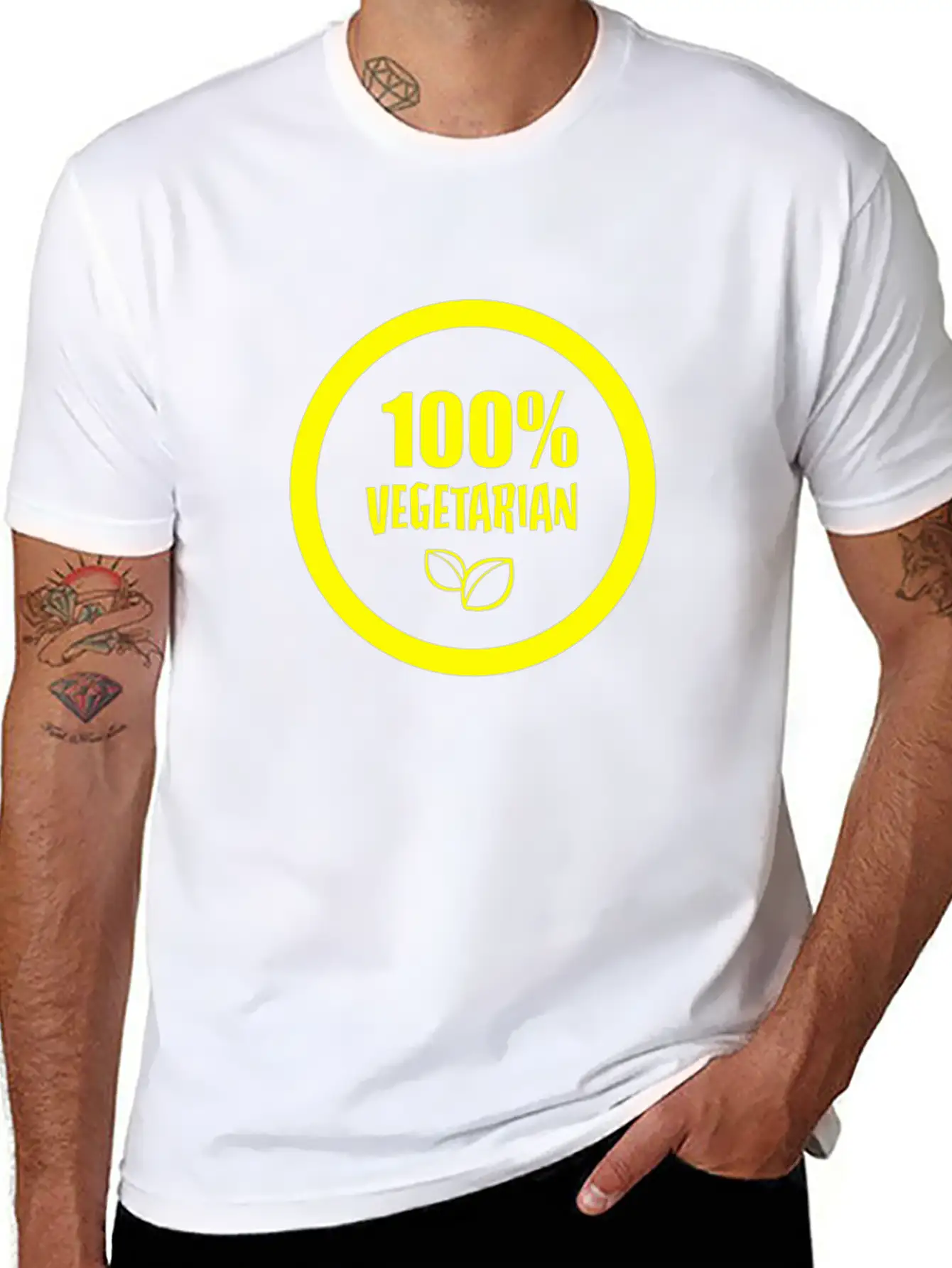 100 Vegetarian Funny Tshirt Unisex Short Sleeve Soft Cotton T-Shirt – Casual Everyday Wear