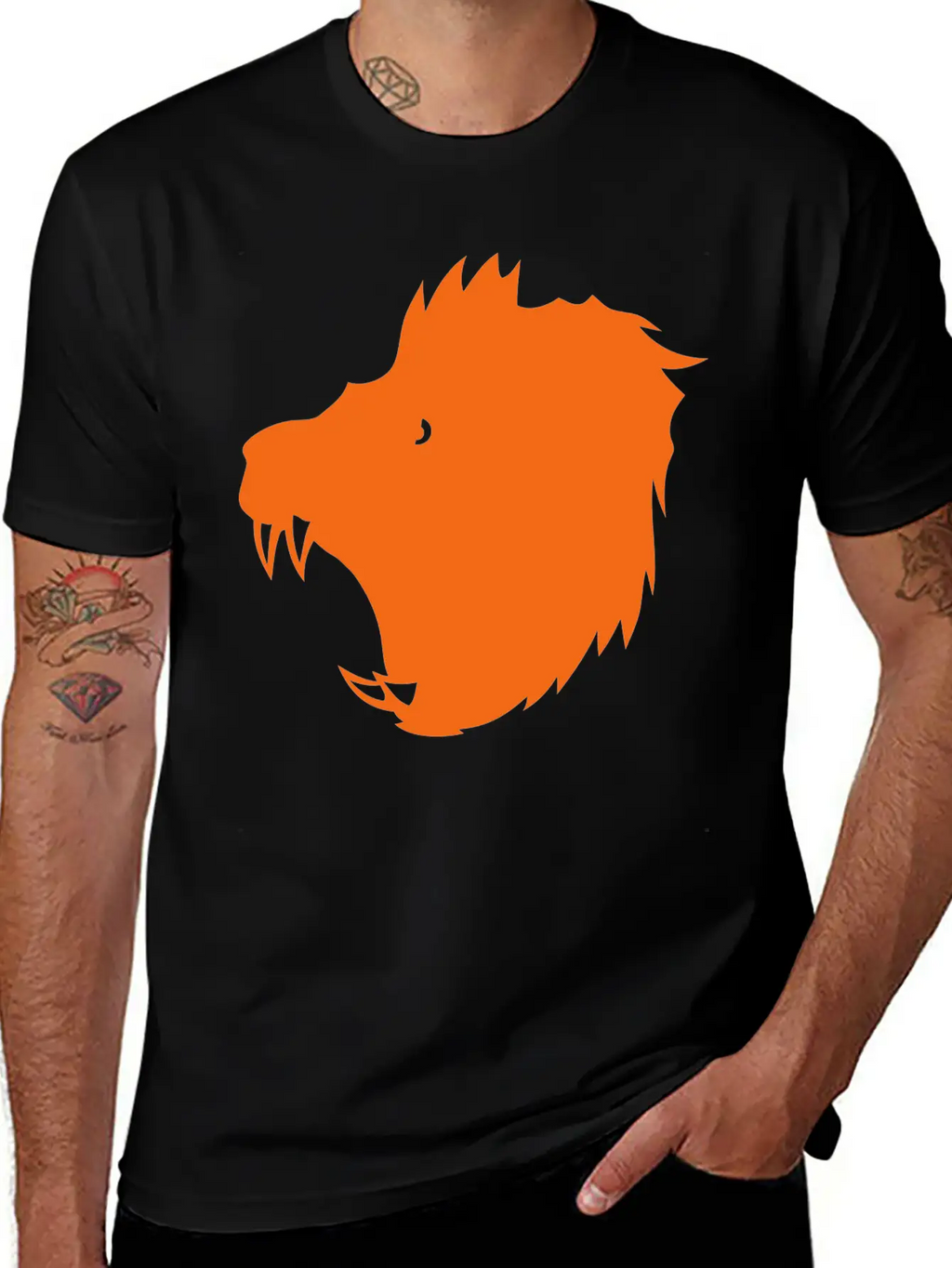12022 Lion Figure Shadow Stylish Everyday T-Shirt – Unisex Basic Cotton Tee