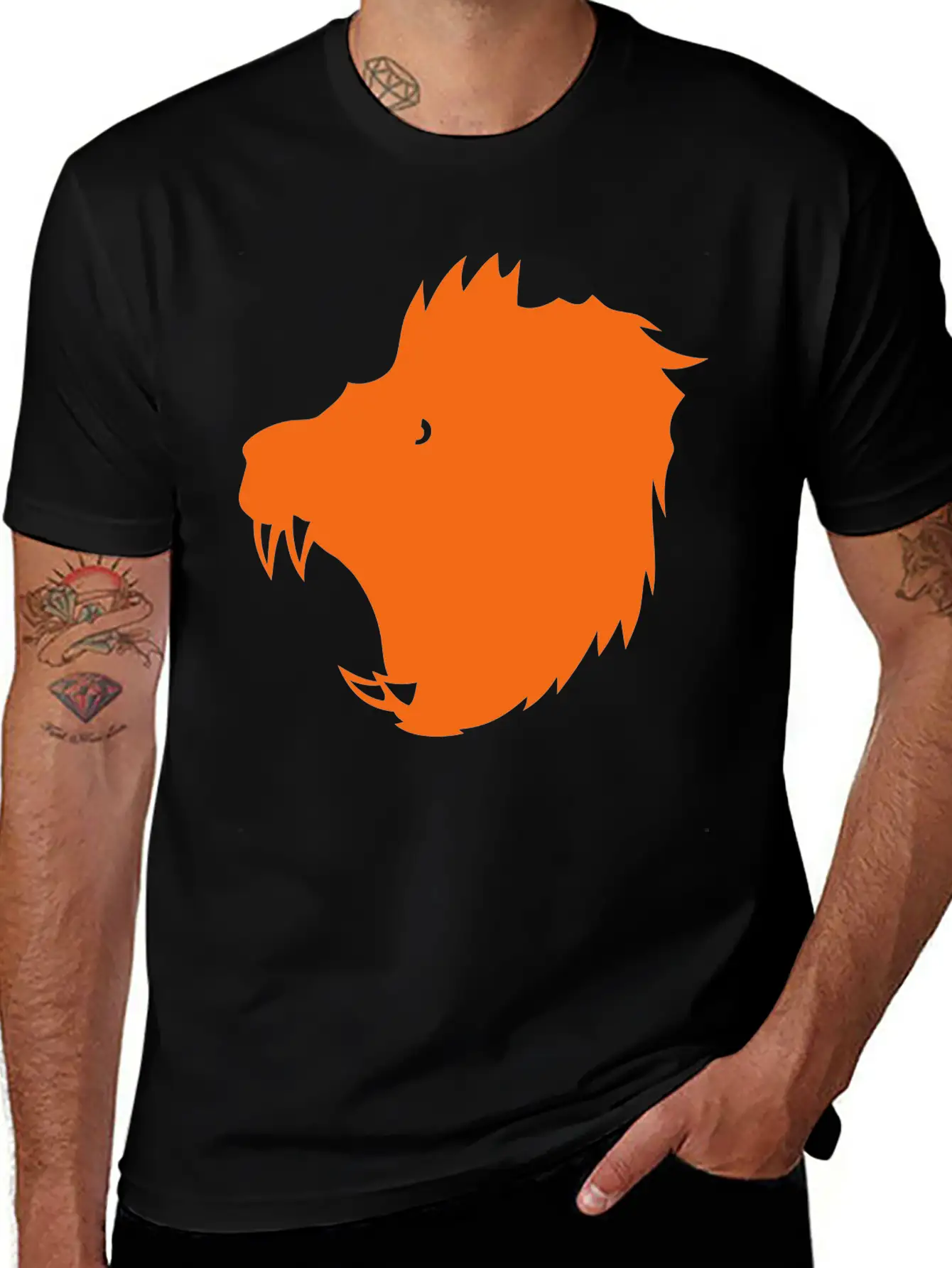 12022 Lion Figure Shadow Stylish Everyday T-Shirt – Unisex Basic Cotton Tee