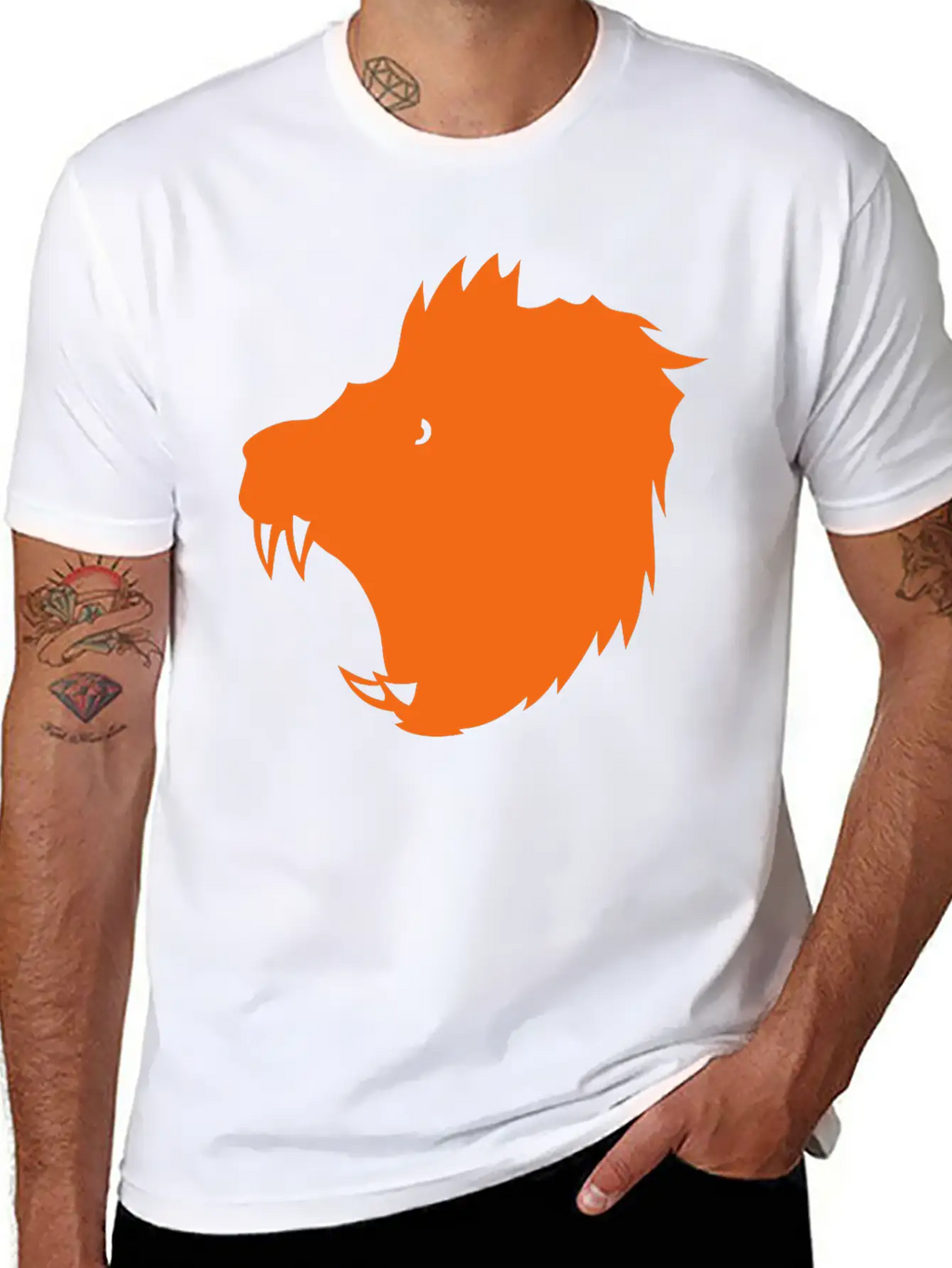12022 Lion Figure Shadow Stylish Everyday T-Shirt – Unisex Basic Cotton Tee