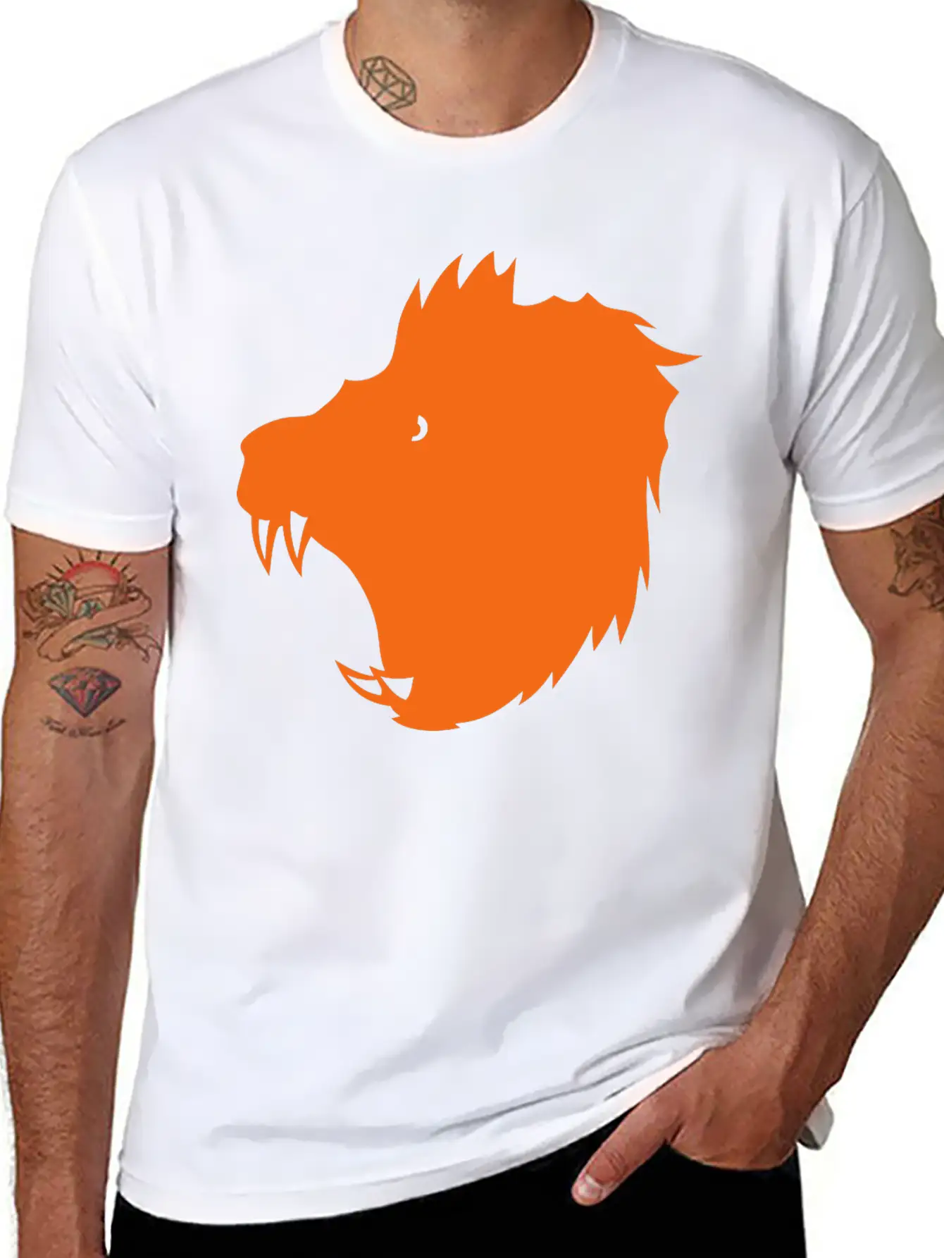 12022 Lion Figure Shadow Stylish Everyday T-Shirt – Unisex Basic Cotton Tee