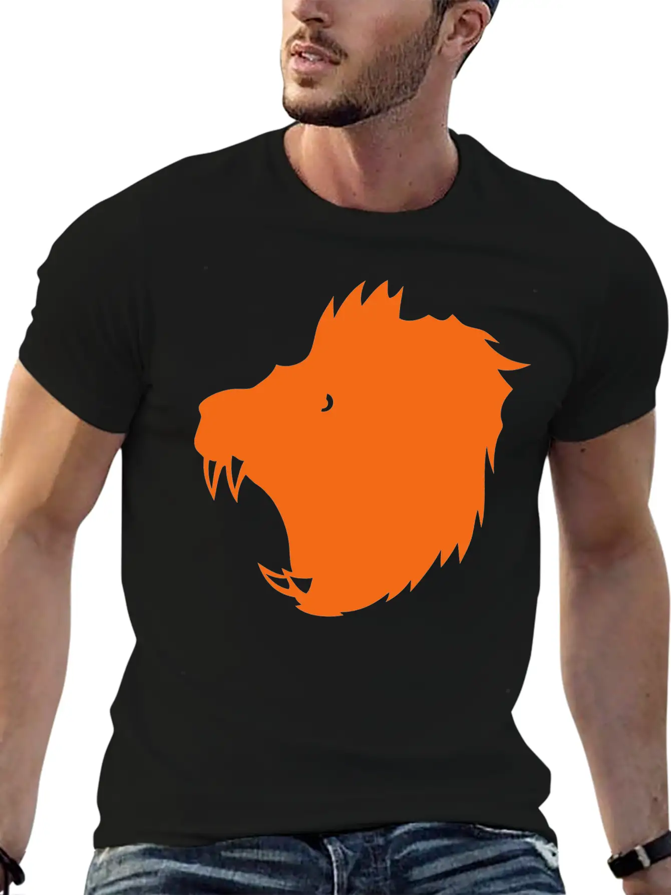 12022 Lion Figure Shadow Stylish Everyday T-Shirt – Unisex Basic Cotton Tee