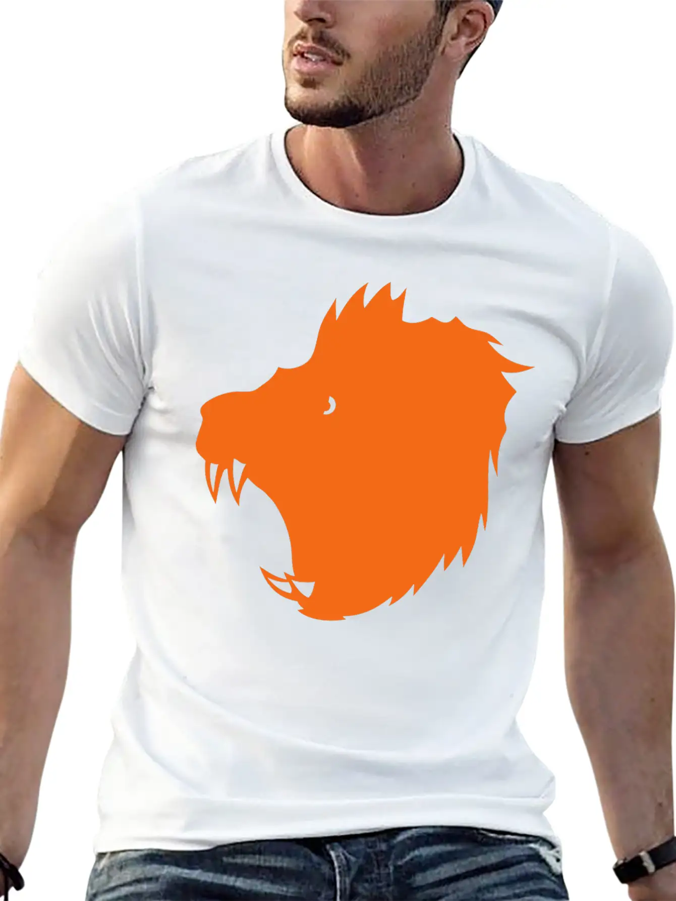 12022 Lion Figure Shadow Stylish Everyday T-Shirt – Unisex Basic Cotton Tee