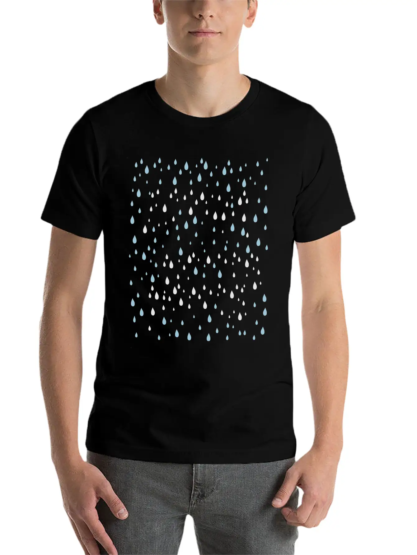 2 Colors Rain Drops Patte Unisex Casual T-Shirt – Clean Design For Daily Comfort