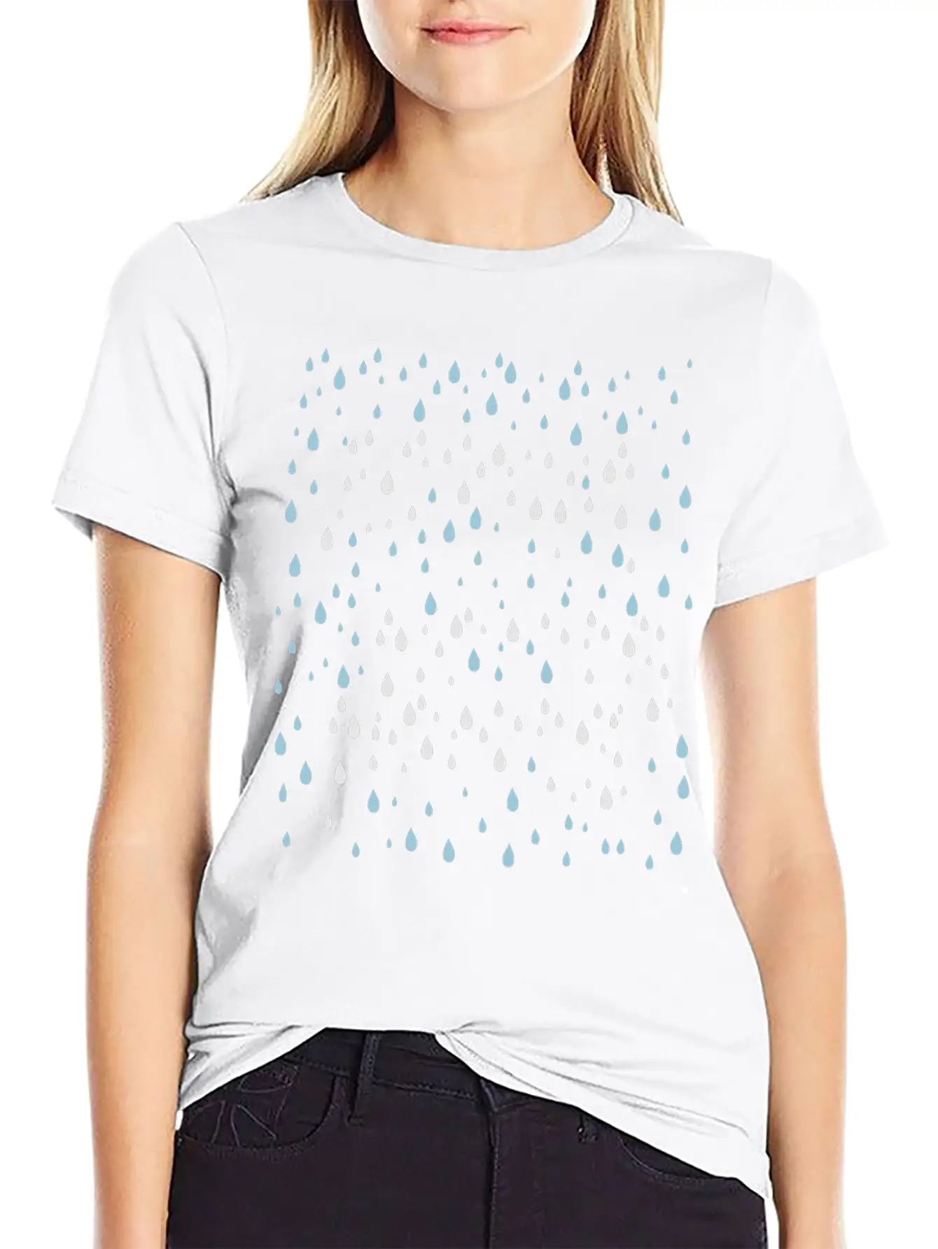 2 Colors Rain Drops Patte Unisex Casual T-Shirt – Clean Design For Daily Comfort