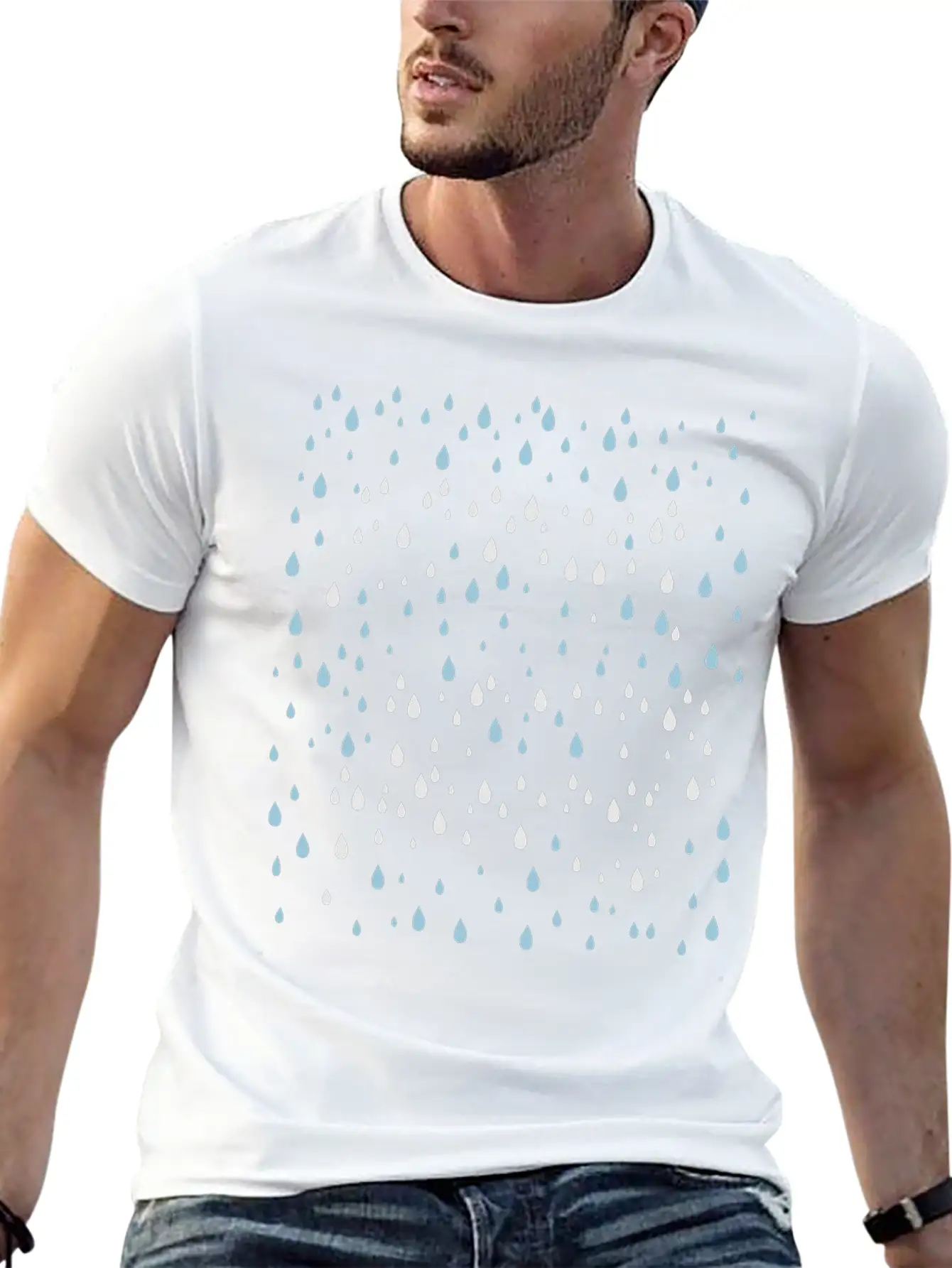 2 Colors Rain Drops Patte Unisex Casual T-Shirt – Clean Design For Daily Comfort