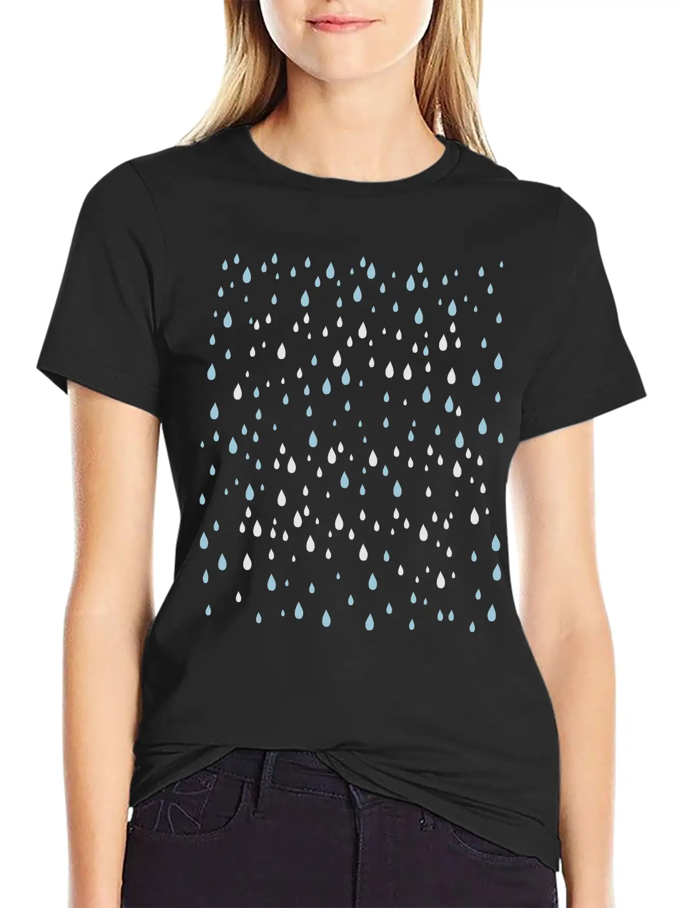 2 Colors Rain Drops Patte Unisex Casual T-Shirt – Clean Design For Daily Comfort