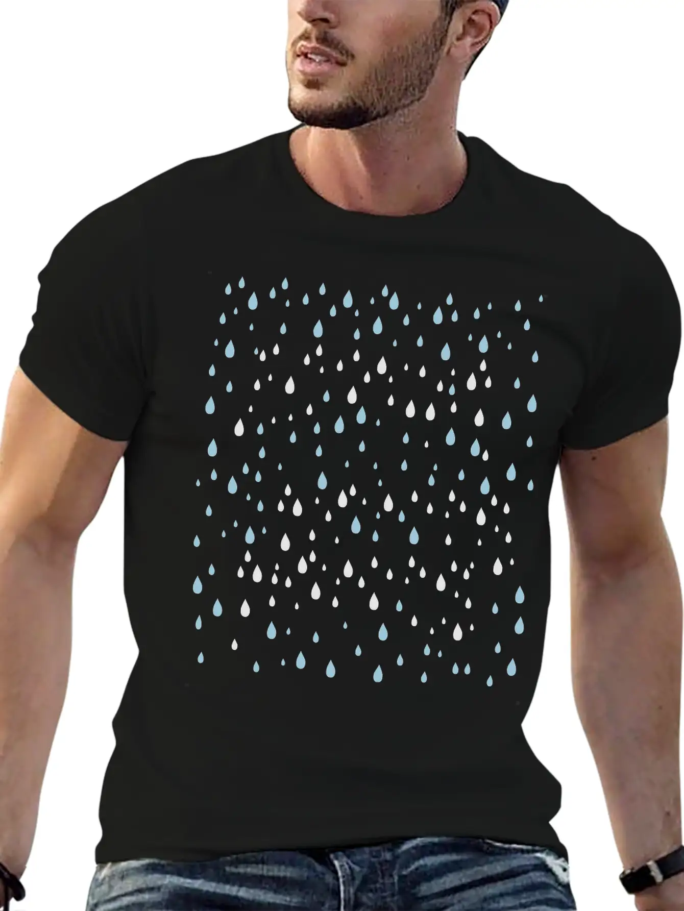 2 Colors Rain Drops Patte Unisex Casual T-Shirt – Clean Design For Daily Comfort