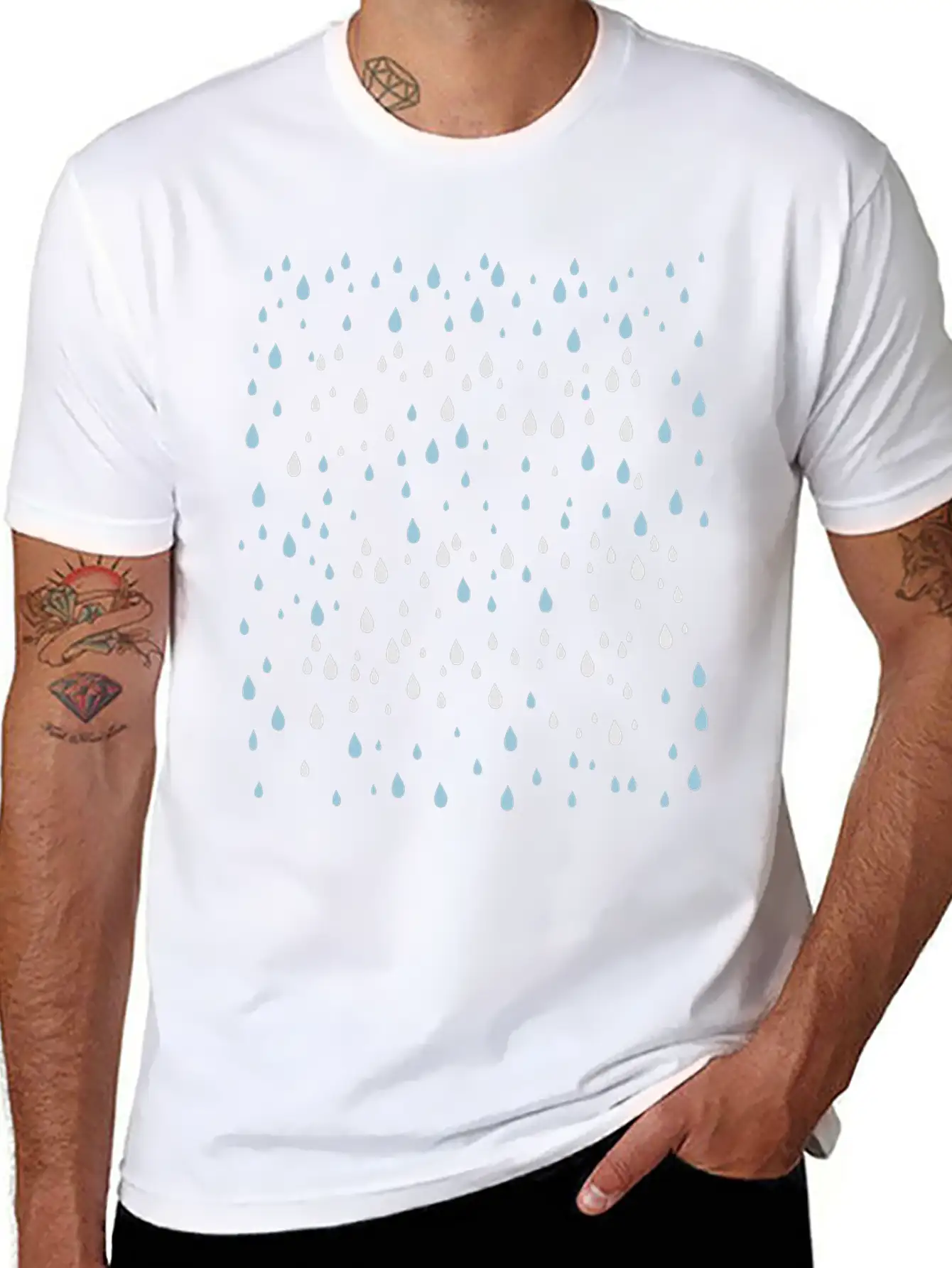 2 Colors Rain Drops Patte Unisex Casual T-Shirt – Clean Design For Daily Comfort