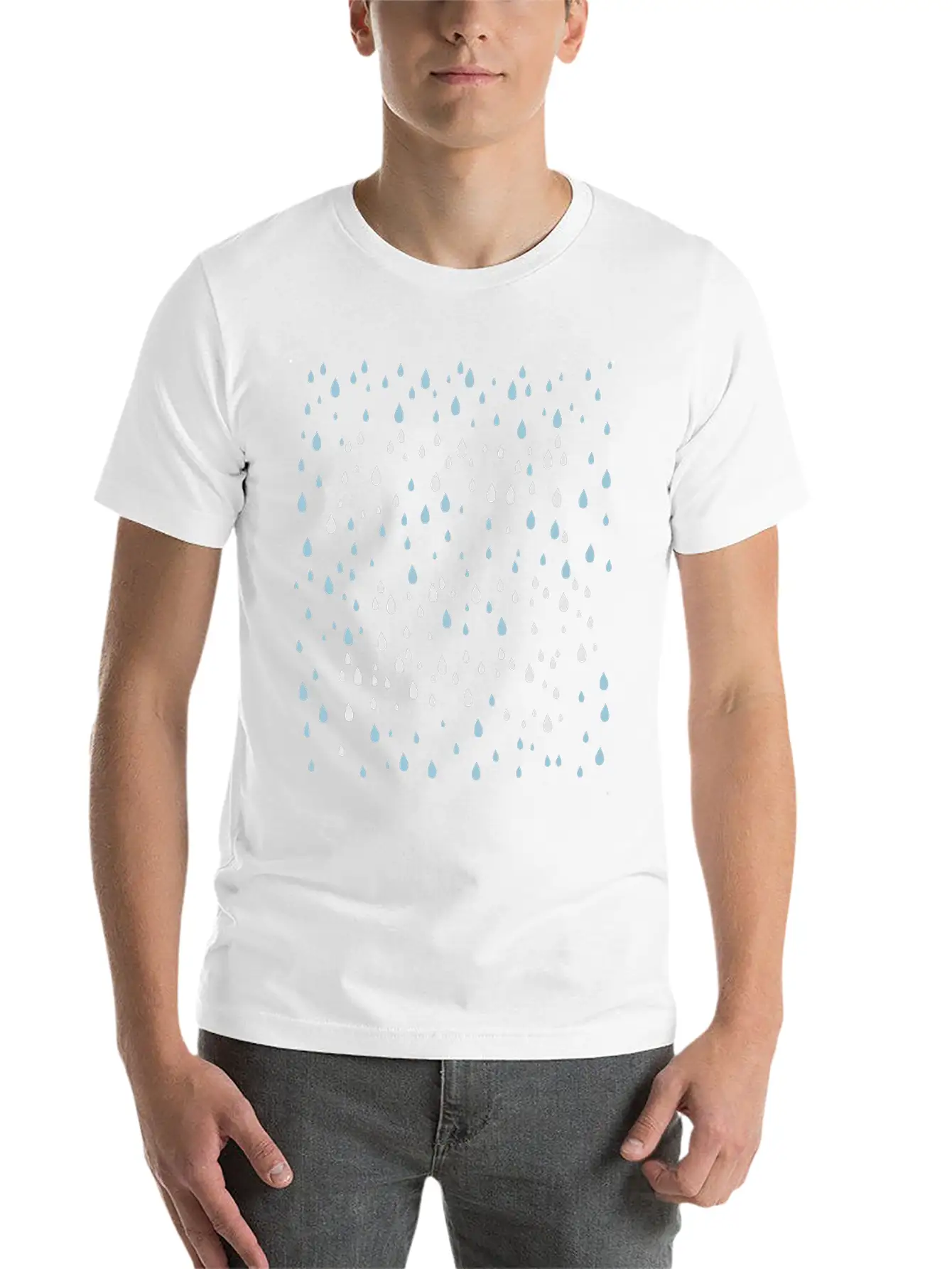 2 Colors Rain Drops Patte Unisex Casual T-Shirt – Clean Design For Daily Comfort