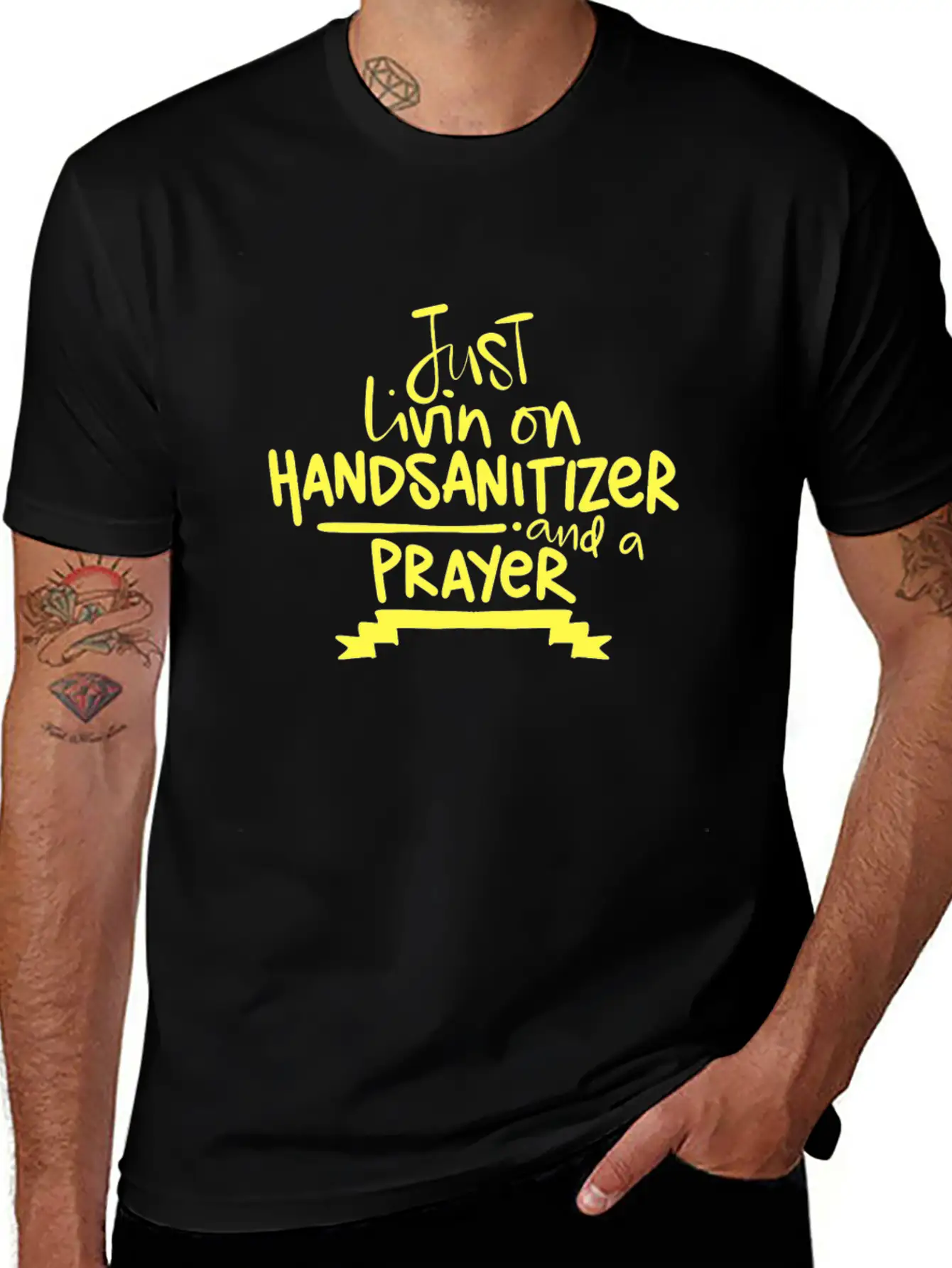2020 Humor Living On Hand Sanitizer And Prayer Relaxed Everyday Tee – Lightweight And Durable Cotton