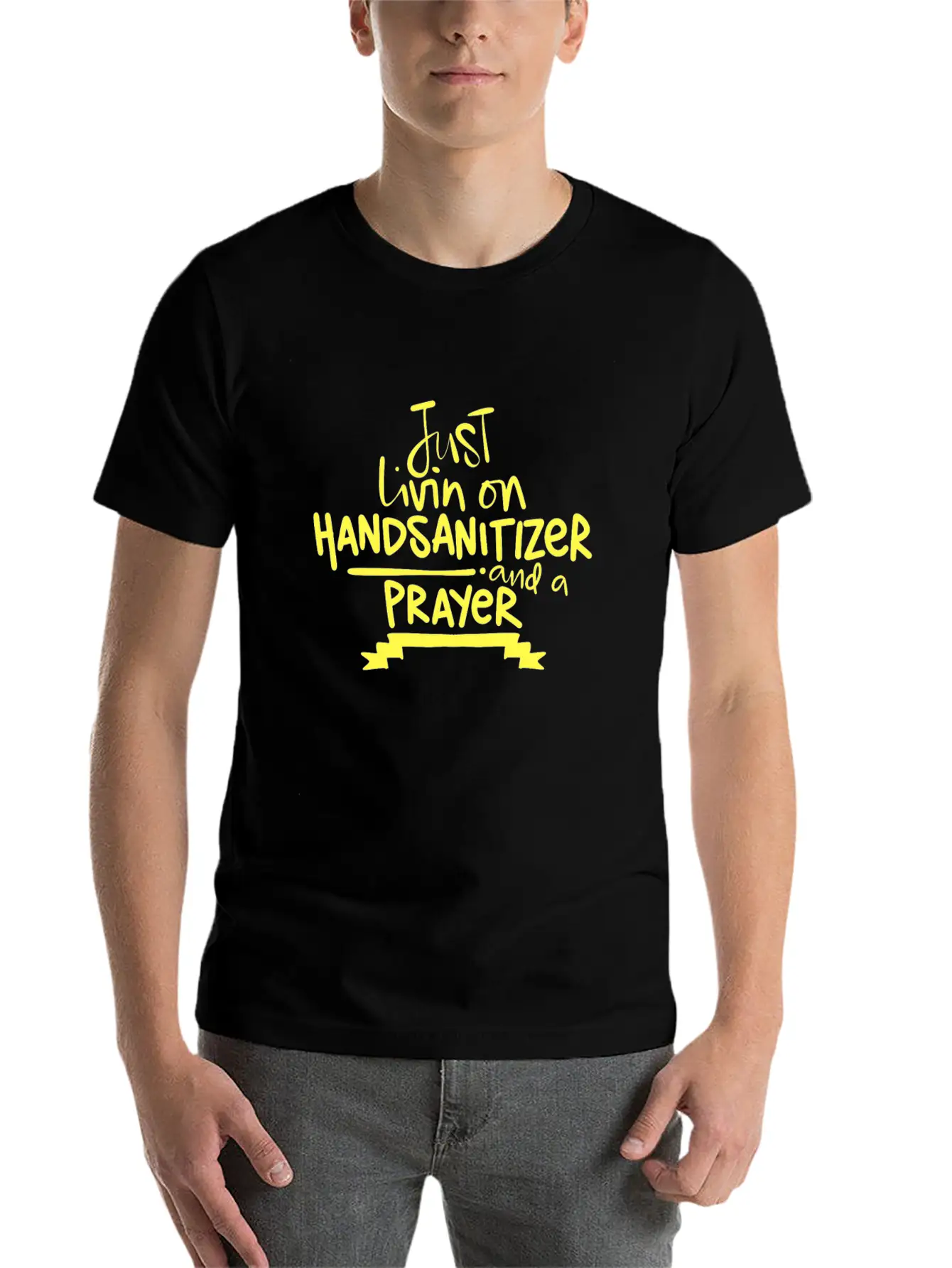 2020 Humor Living On Hand Sanitizer And Prayer Relaxed Everyday Tee – Lightweight And Durable Cotton