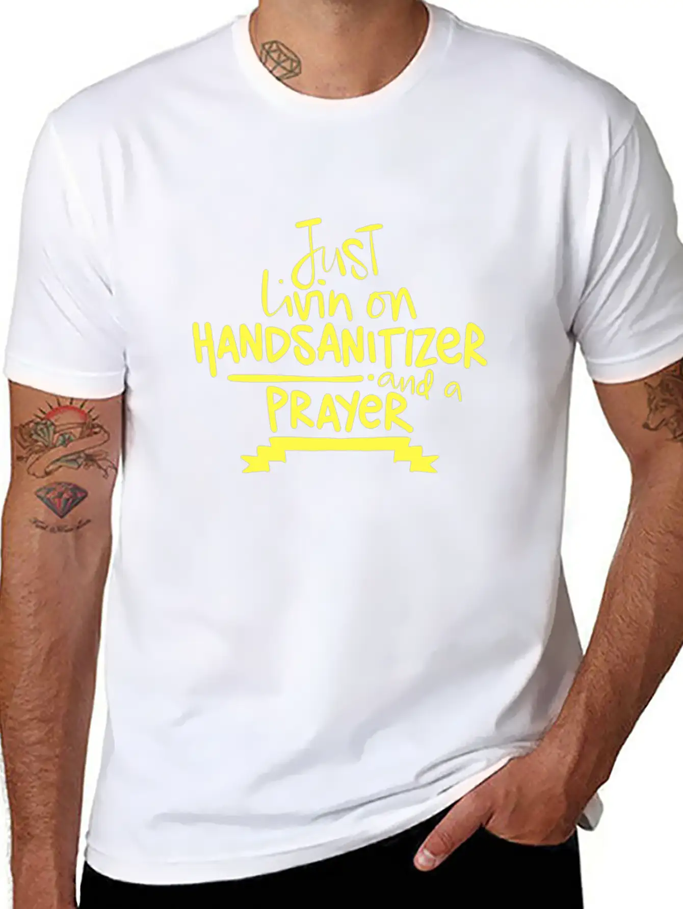 2020 Humor Living On Hand Sanitizer And Prayer Relaxed Everyday Tee – Lightweight And Durable Cotton