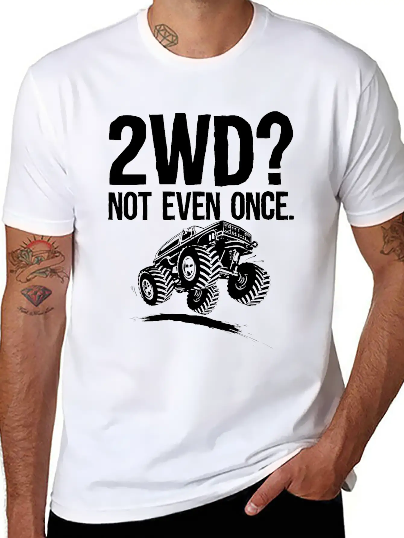 2WD Not Even Once 4x4 Offroad Mudding Funny Truck Essential Unisex Summer Tee – Soft Cotton Casual Fit