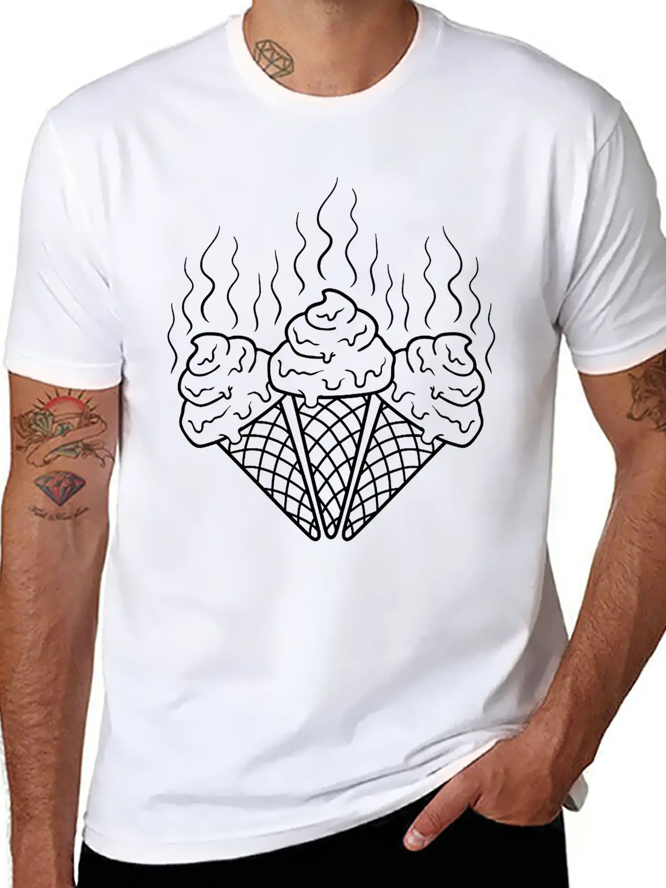 3 Waffles Horny Chocolate Eat Ice Cream Delicious Soft Cotton Short Sleeve Tee – Unisex Wardrobe Staple
