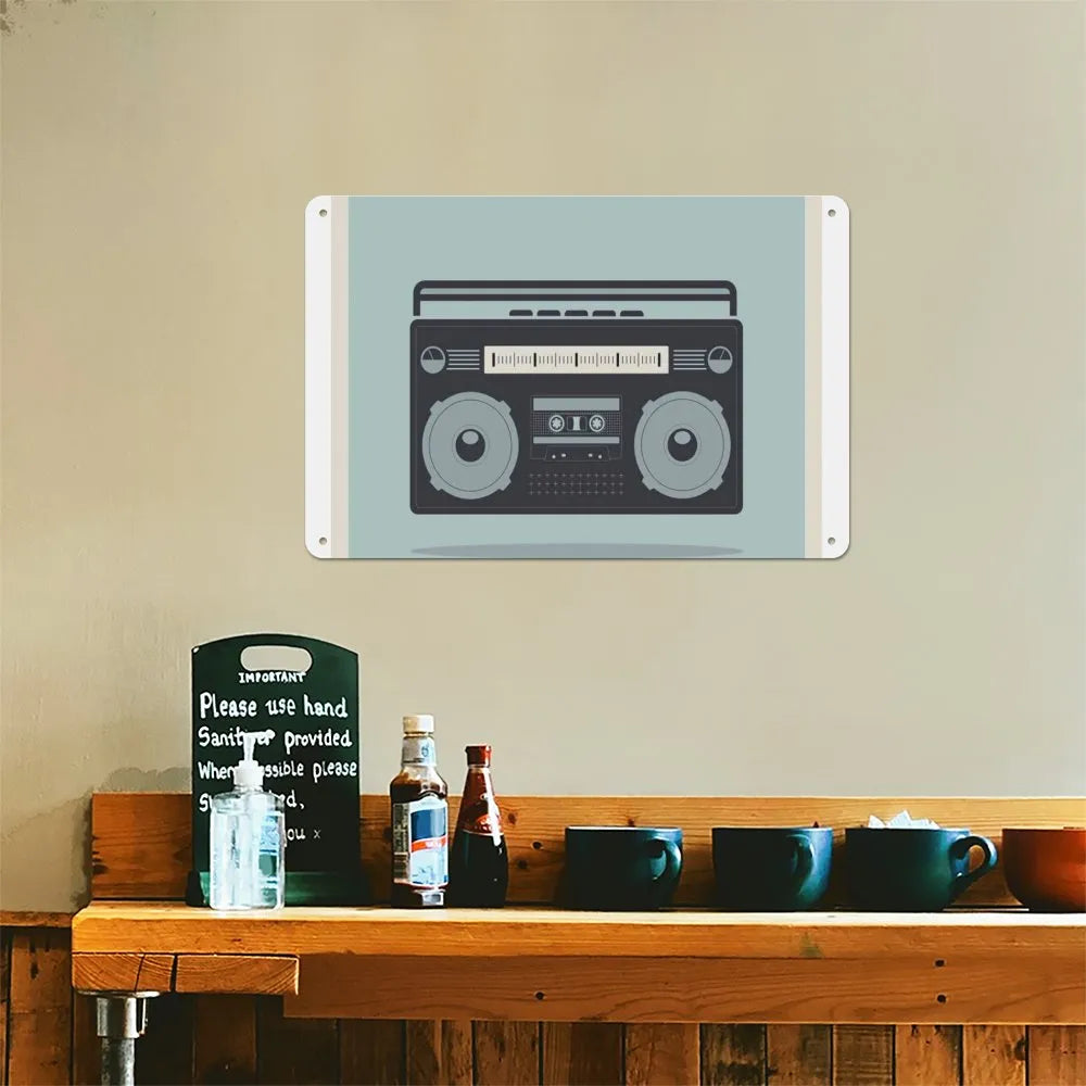 1980s Boombox Image Aluminum plaque painting