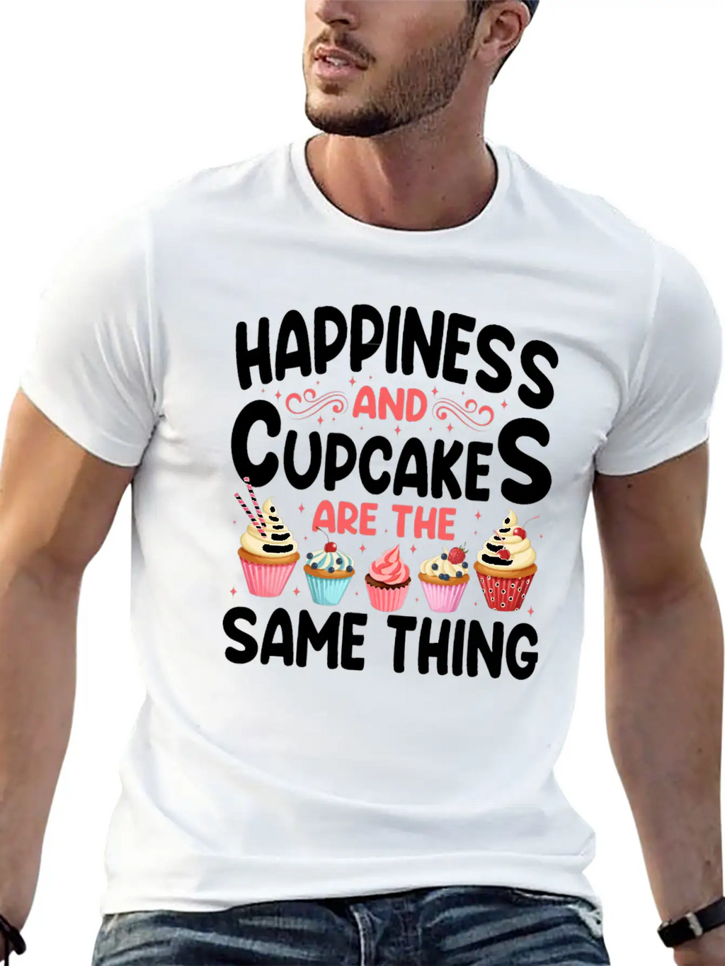Bake Baking Cupcake Happiness And Unisex Casual T-Shirt – Clean Design For Daily Comfort