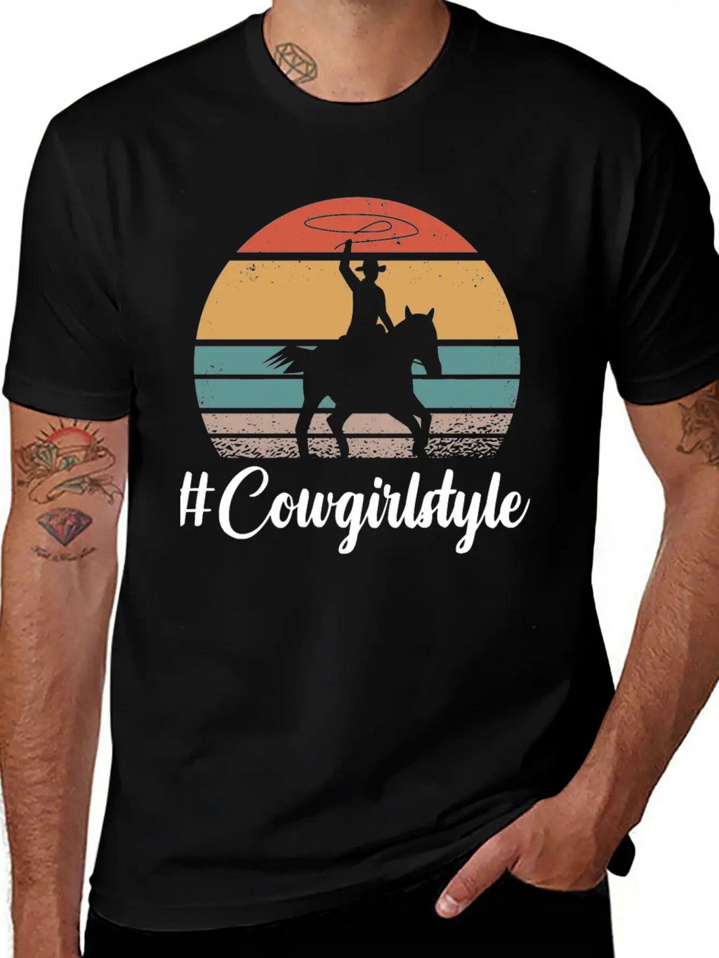 #COWGIRLSTYLE Motif For Cowgirls & Cowboys Unisex Short Sleeve Soft Cotton T-Shirt – Casual Everyday Wear