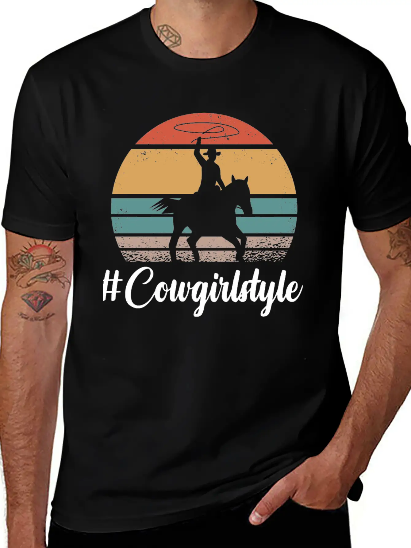#COWGIRLSTYLE Motif For Cowgirls & Cowboys Unisex Short Sleeve Soft Cotton T-Shirt – Casual Everyday Wear