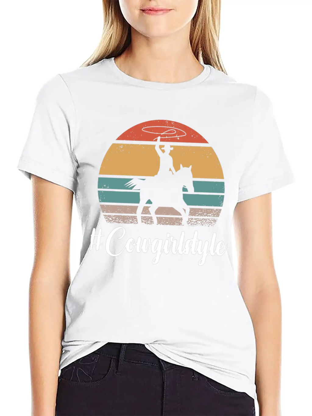 #COWGIRLSTYLE Motif For Cowgirls & Cowboys Unisex Short Sleeve Soft Cotton T-Shirt – Casual Everyday Wear