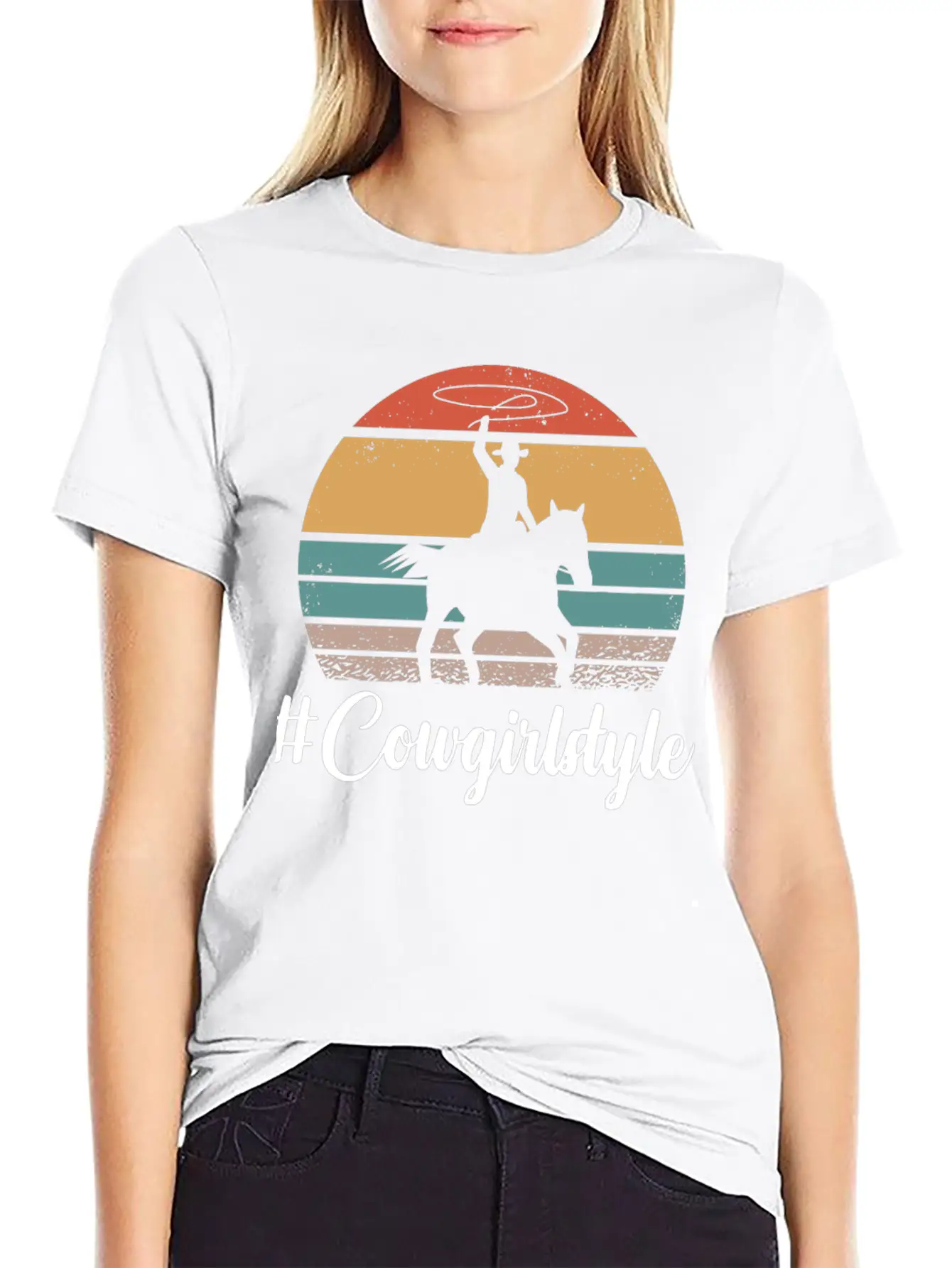 #COWGIRLSTYLE Motif For Cowgirls & Cowboys Unisex Short Sleeve Soft Cotton T-Shirt – Casual Everyday Wear