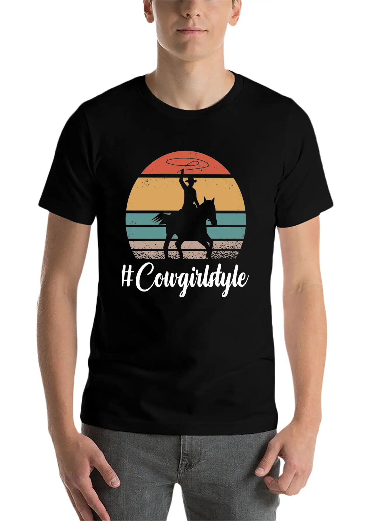 #COWGIRLSTYLE Motif For Cowgirls & Cowboys Unisex Short Sleeve Soft Cotton T-Shirt – Casual Everyday Wear