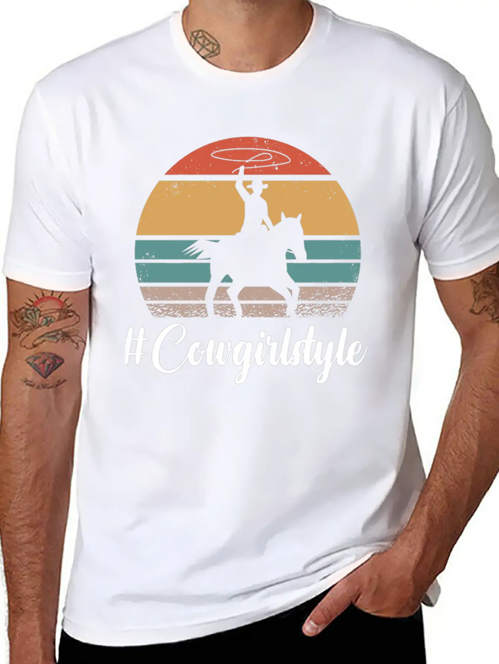 #COWGIRLSTYLE Motif For Cowgirls & Cowboys Unisex Short Sleeve Soft Cotton T-Shirt – Casual Everyday Wear