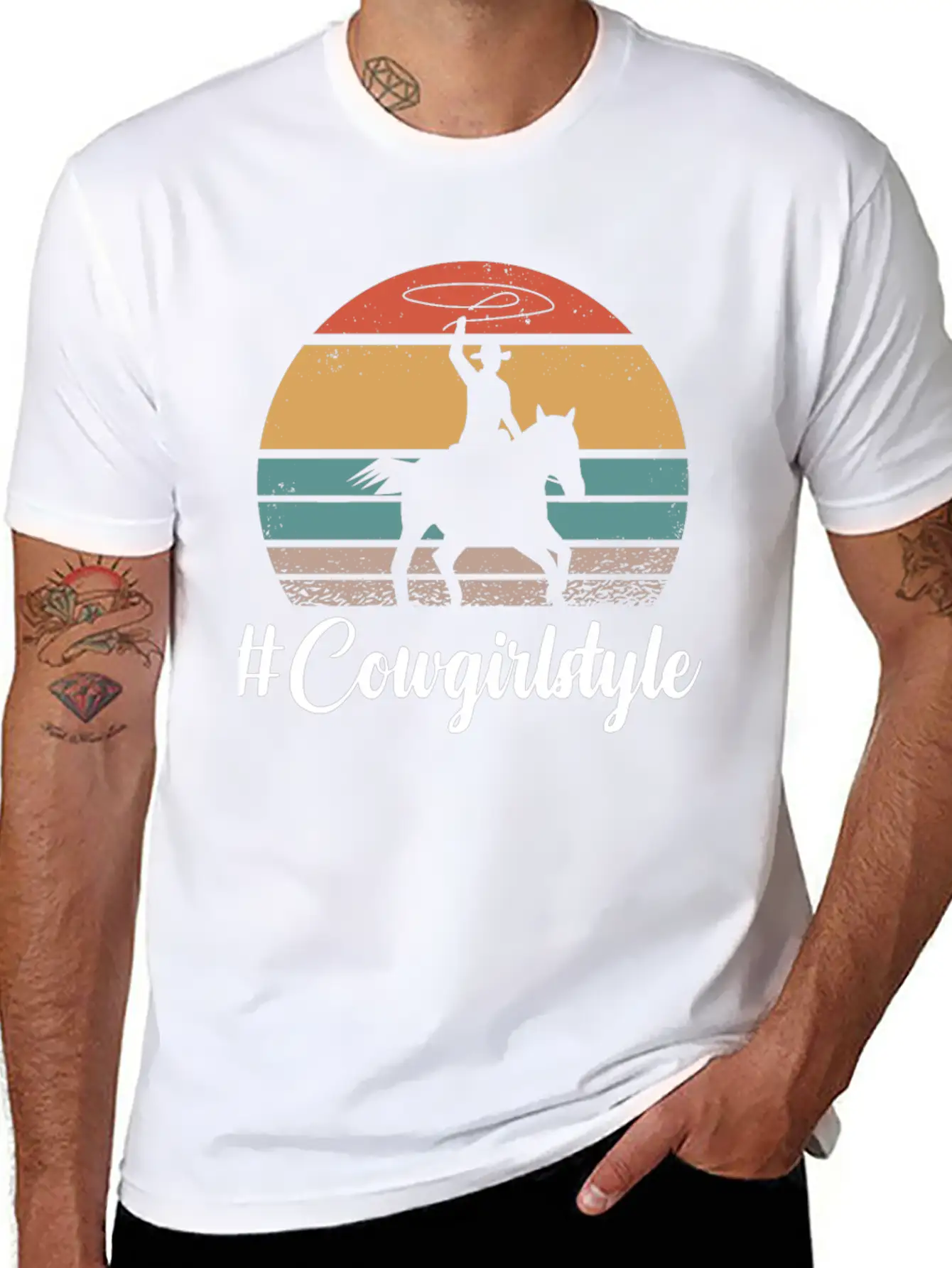 #COWGIRLSTYLE Motif For Cowgirls & Cowboys Unisex Short Sleeve Soft Cotton T-Shirt – Casual Everyday Wear