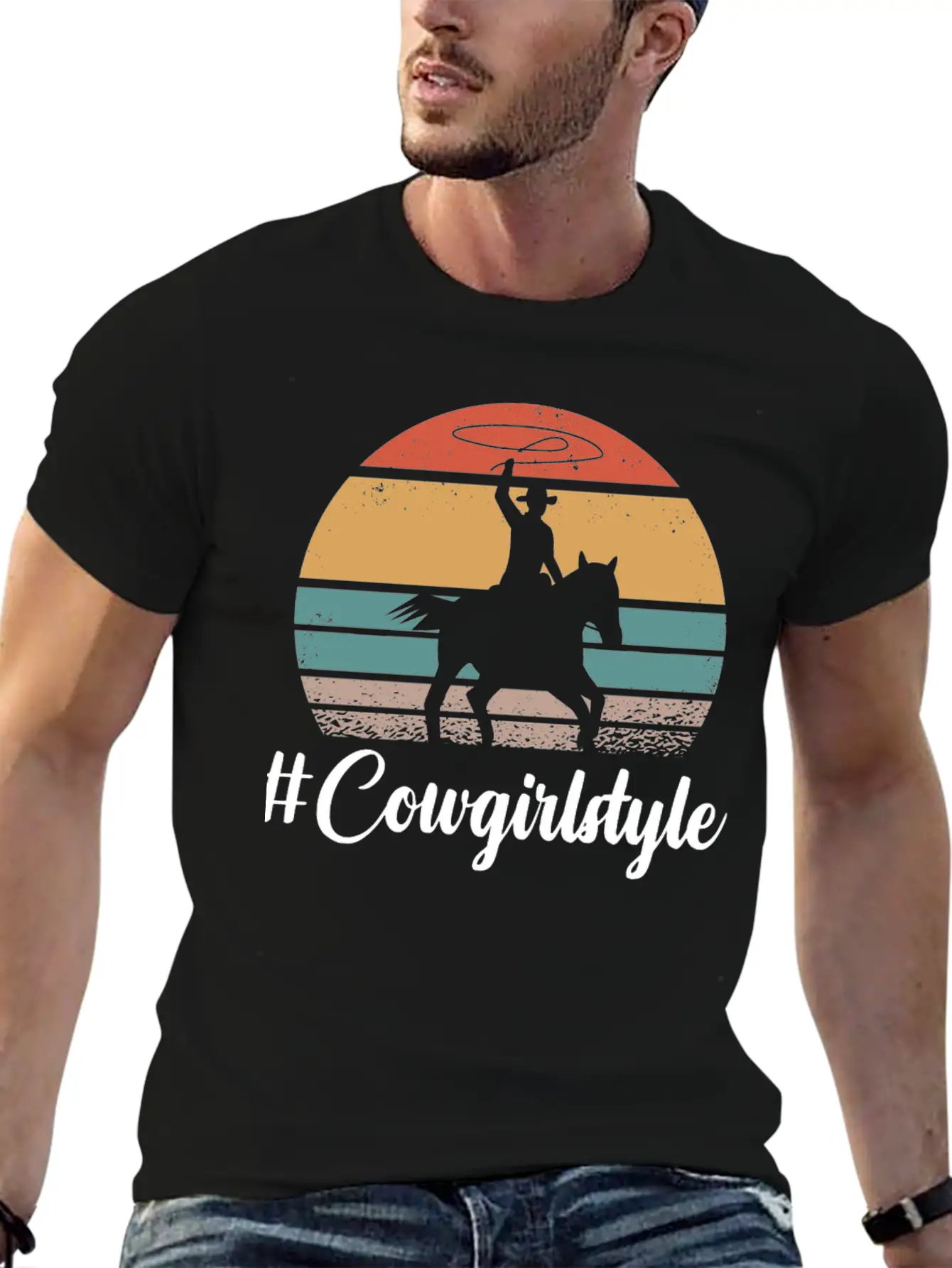 #COWGIRLSTYLE Motif For Cowgirls & Cowboys Unisex Short Sleeve Soft Cotton T-Shirt – Casual Everyday Wear
