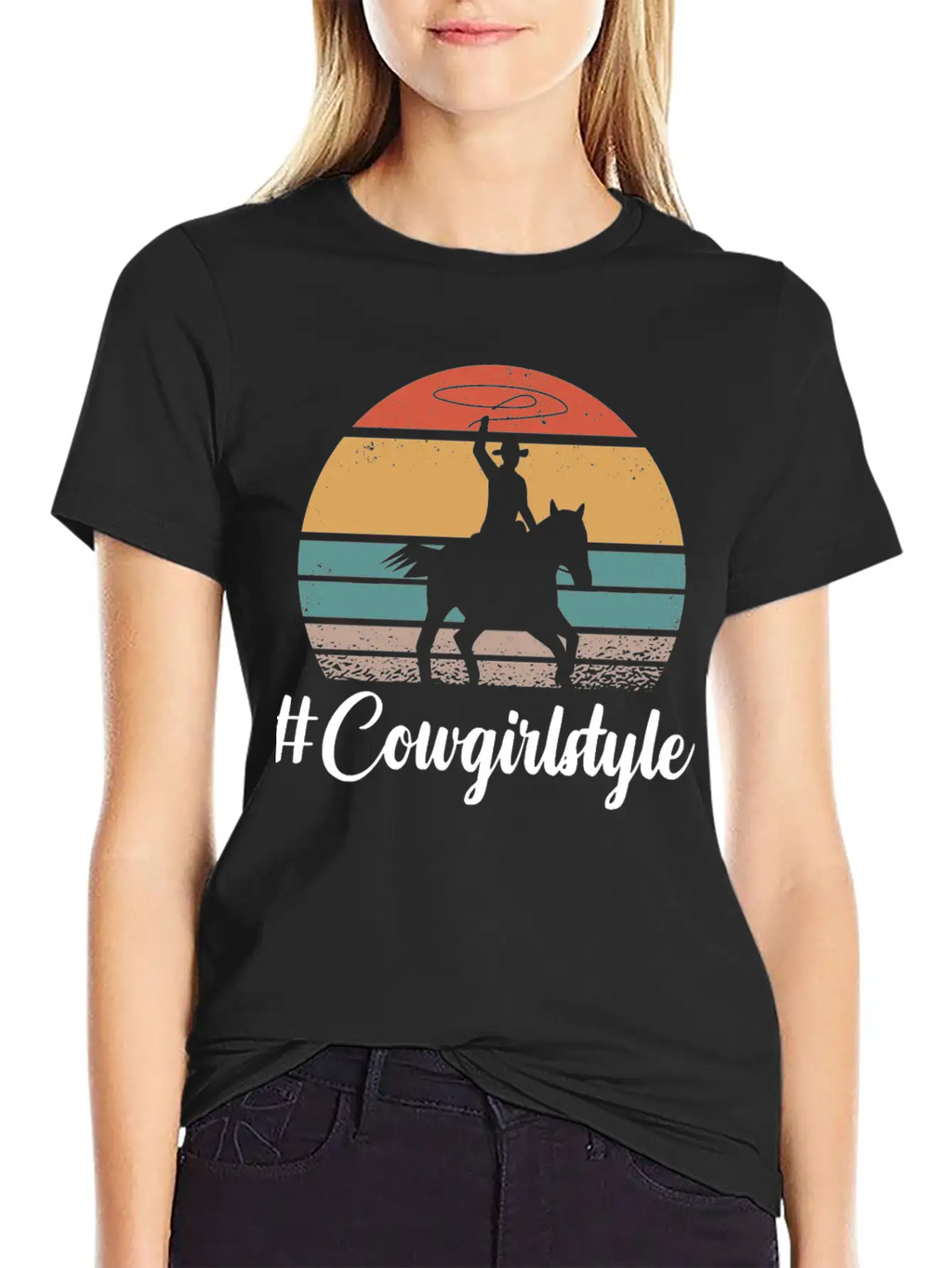 #COWGIRLSTYLE Motif For Cowgirls & Cowboys Unisex Short Sleeve Soft Cotton T-Shirt – Casual Everyday Wear