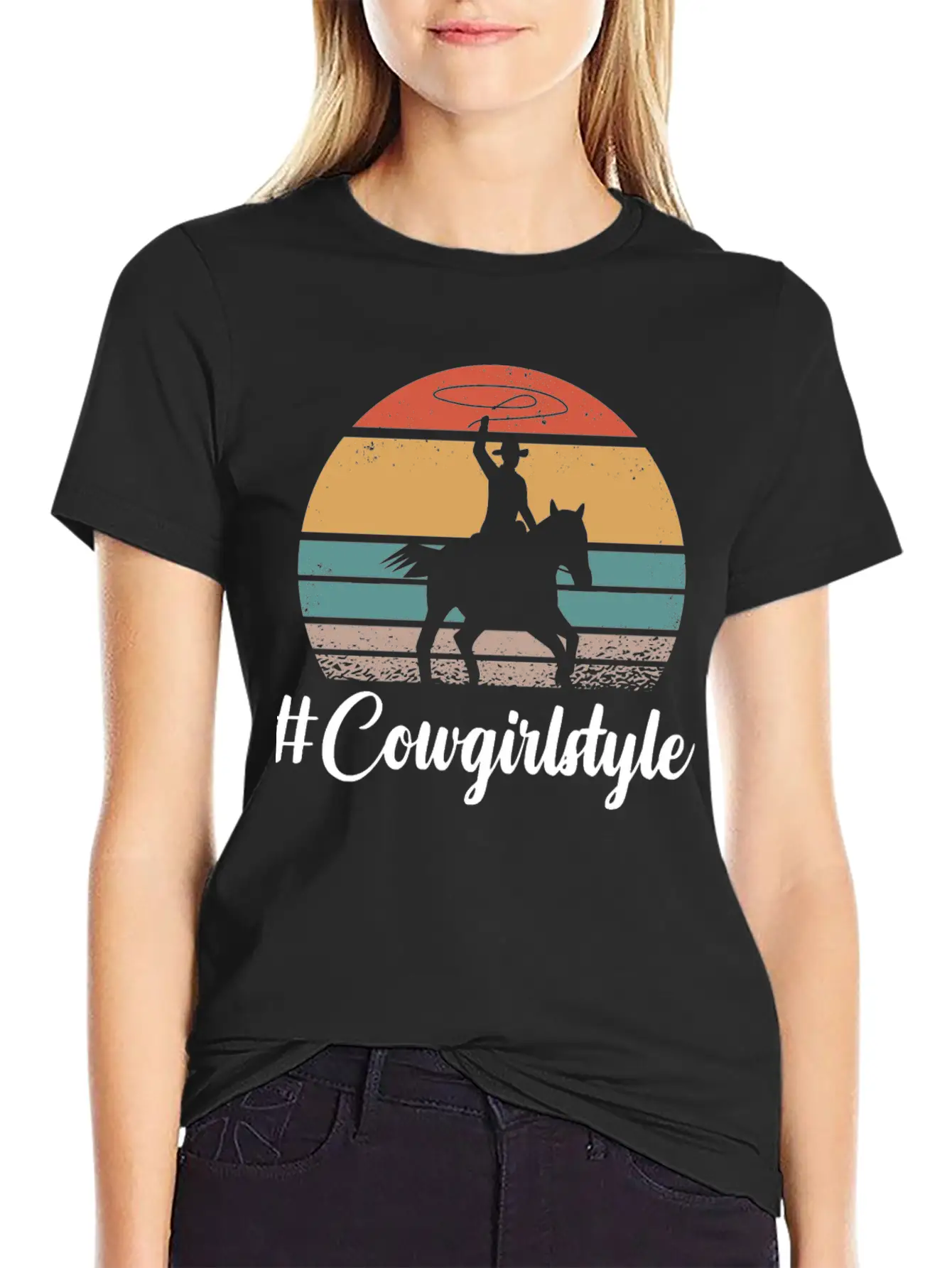 #COWGIRLSTYLE Motif For Cowgirls & Cowboys Unisex Short Sleeve Soft Cotton T-Shirt – Casual Everyday Wear
