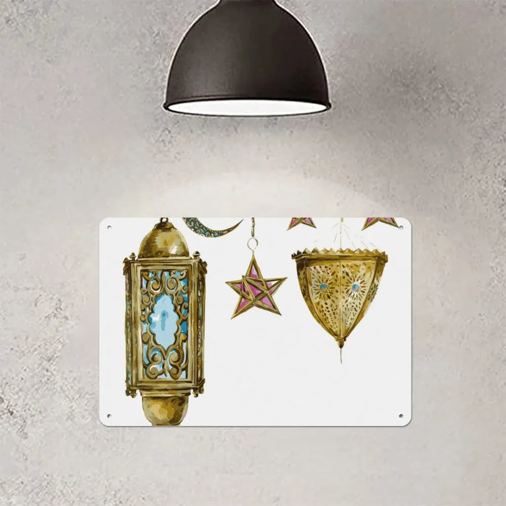 Watercolor Moon Stars Aluminum plaque painting