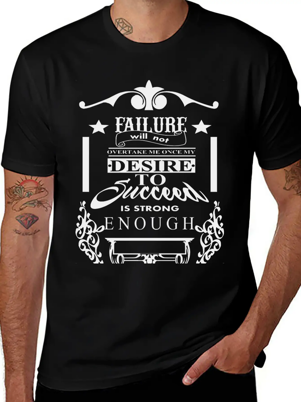 (failure_will_not_overtake_me) Unisex Short Sleeve Soft Cotton T-Shirt – Casual Everyday Wear